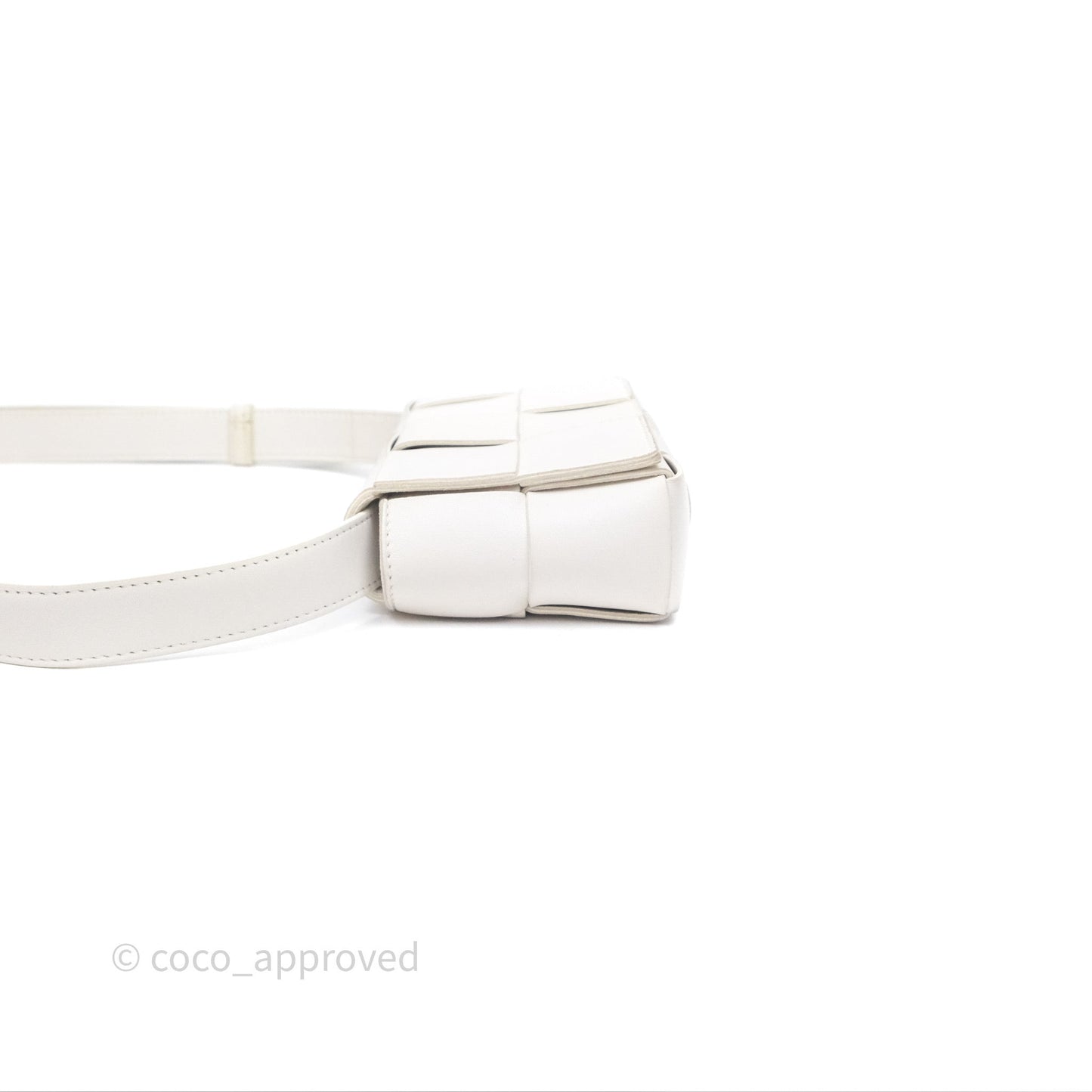 Bottega Veneta Cassette Belt Bag Intreccio White