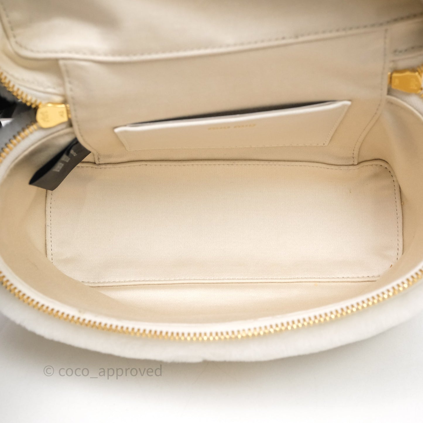 Miu Miu Shearling Vanity Case White Gold Hardware