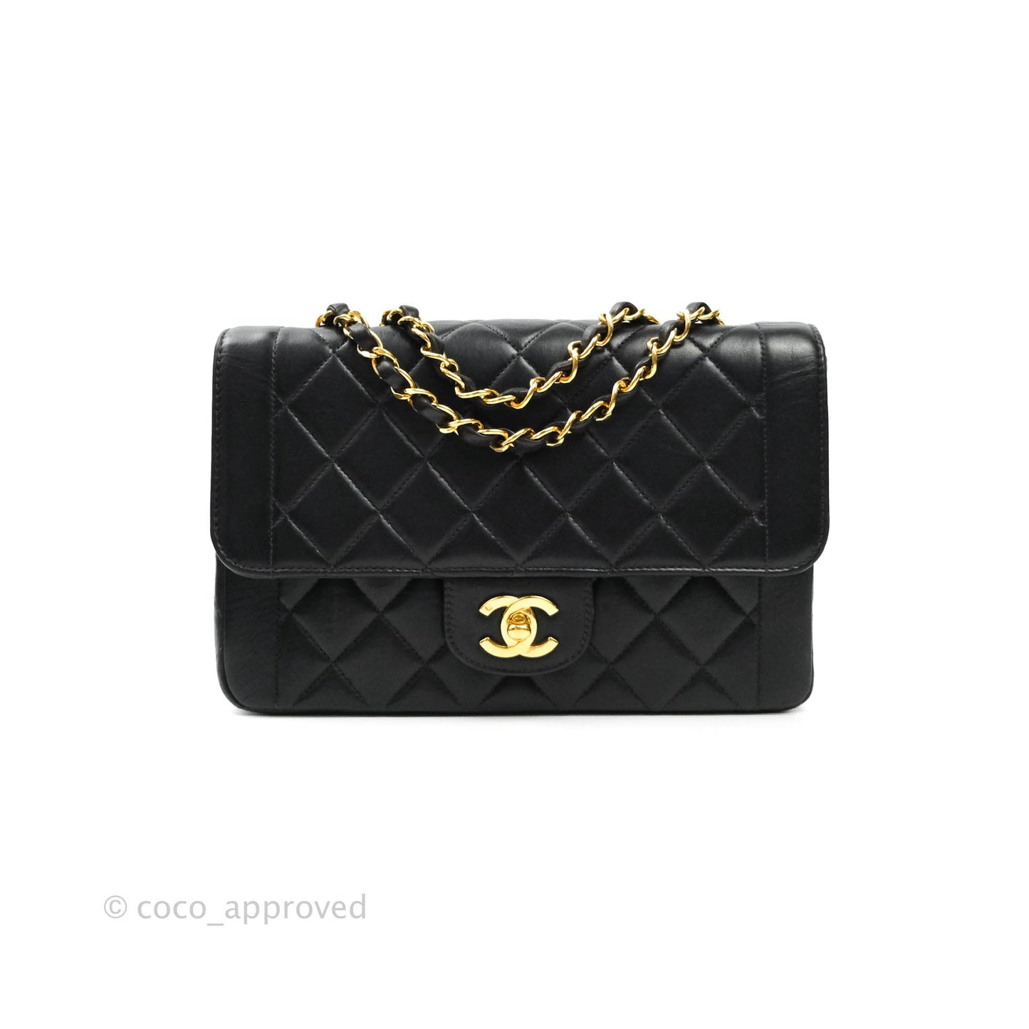 Chanel Vintage Small Flap Bag Black Lambskin 24K Gold Hardware