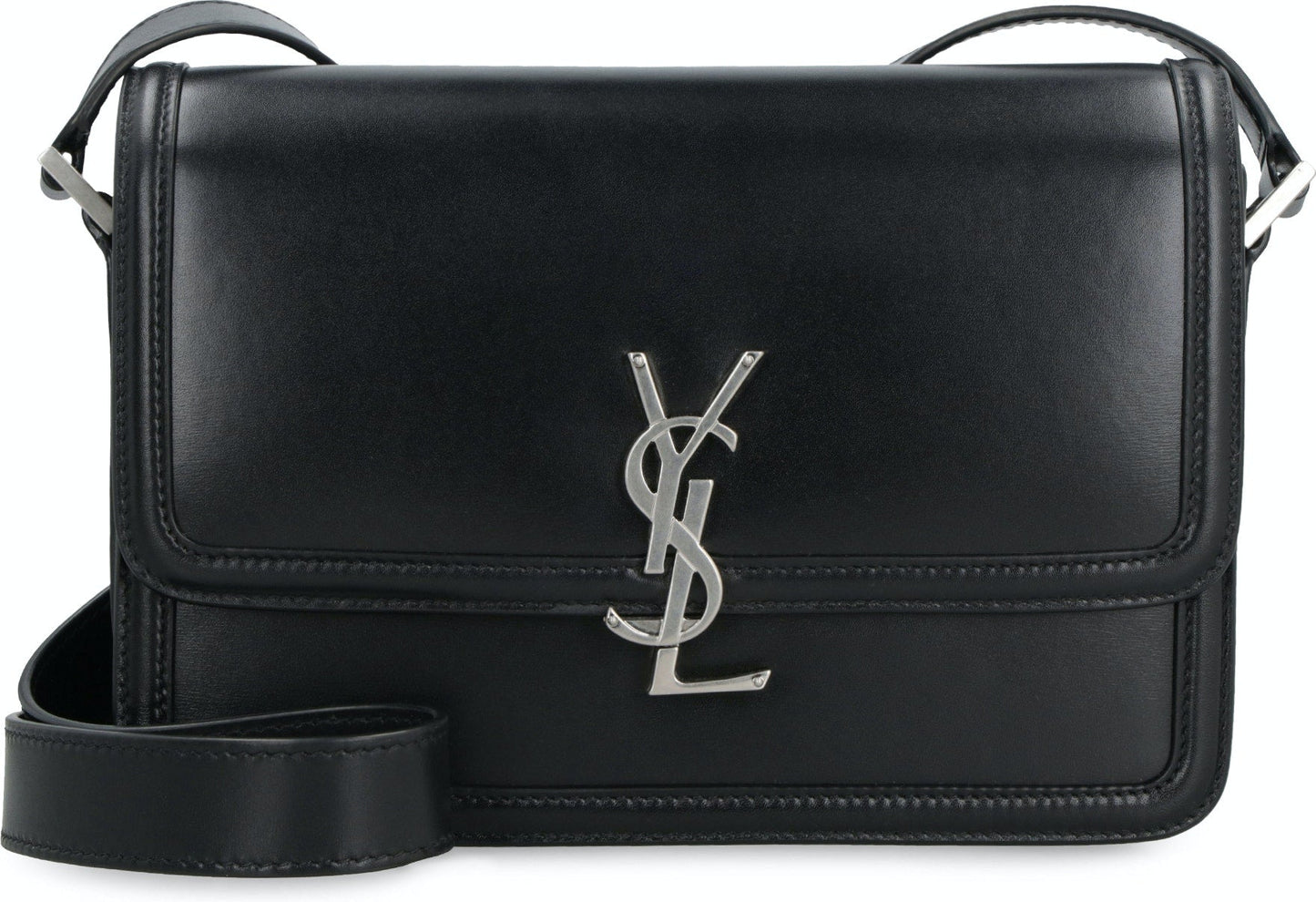 Luxury Saint Laurent Men's Solferino Logo Plaque Shoulder Bag in Nero | 7110390SX0E1000