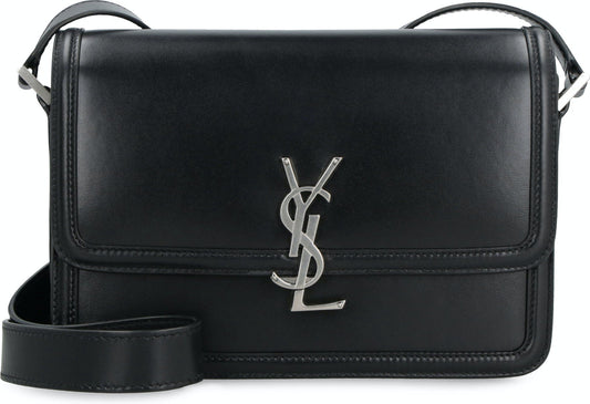 Luxury Saint Laurent Men's Solferino Logo Plaque Shoulder Bag in Nero | 7110390SX0E1000