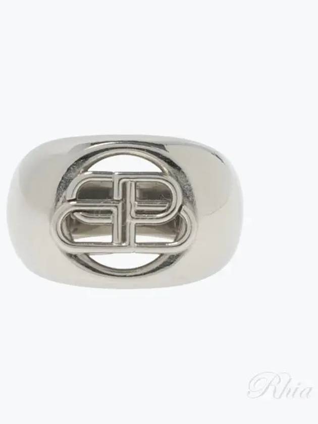 Luxury Balenciaga BB Signature Bold Ring Silver