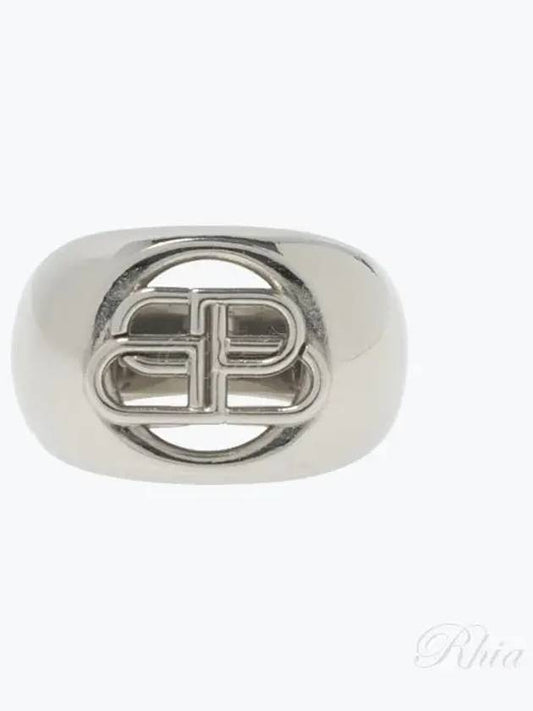 Luxury Balenciaga BB Signature Bold Ring Silver