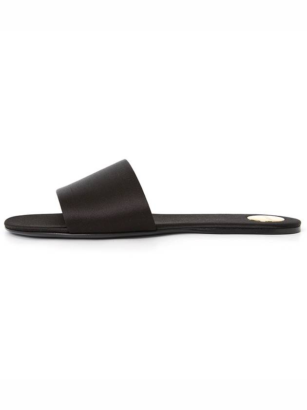 Luxury Saint Laurent Carlyle Satin Flat Slippers Black