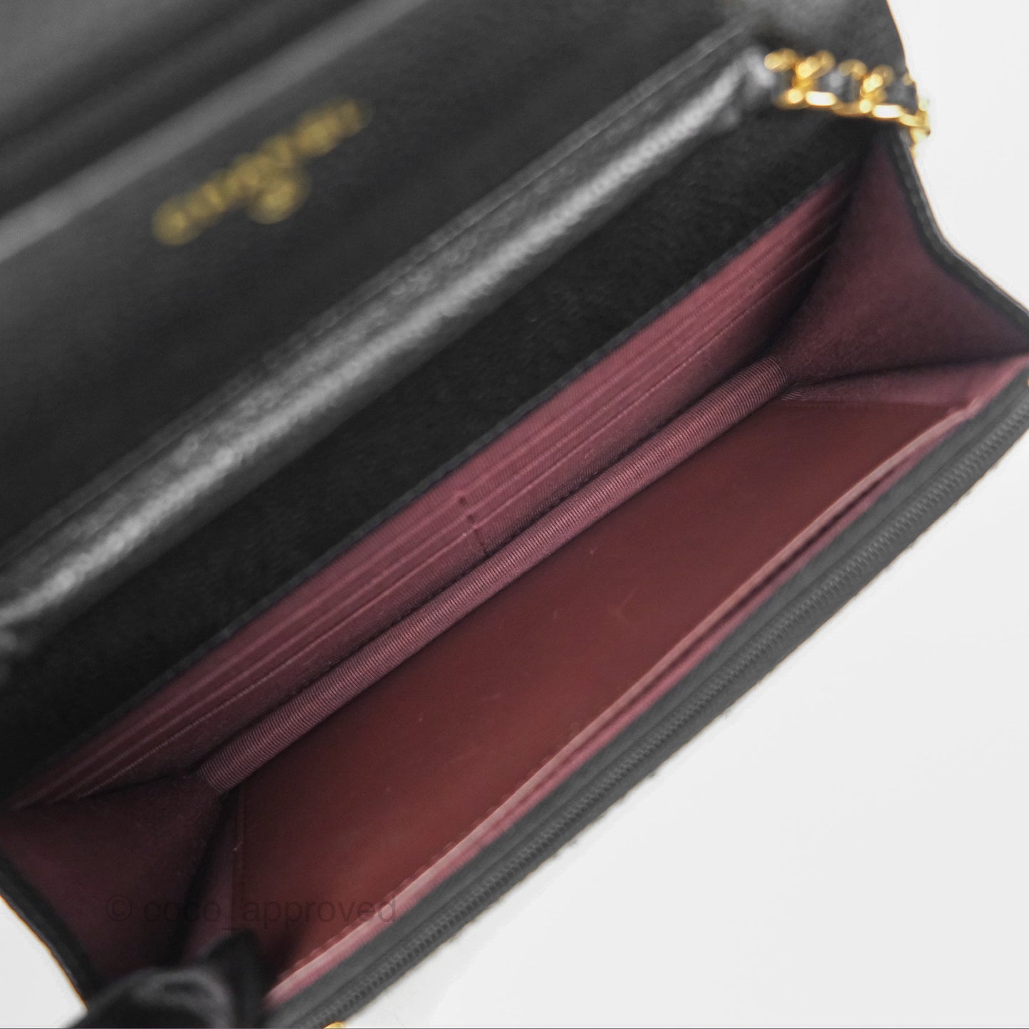 Chanel Classic Quilted Wallet On Chain WOC Black Caviar Gold Hardware