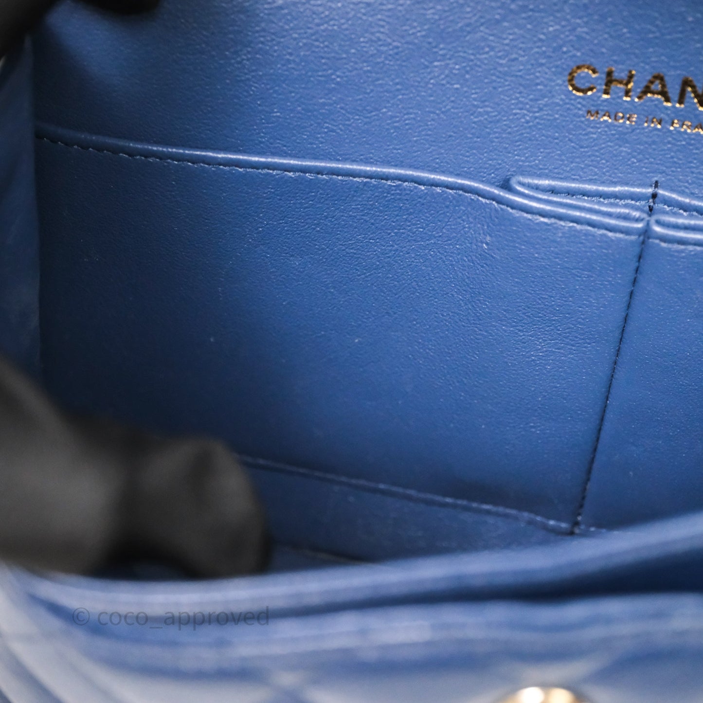 Chanel Medium Classic Flap Quilted Dark Blue Caviar Gold Hardware