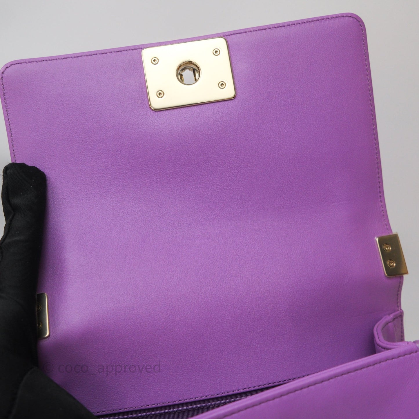 Chanel Chevron Small Boy Purple Calfskin Gold Hardware