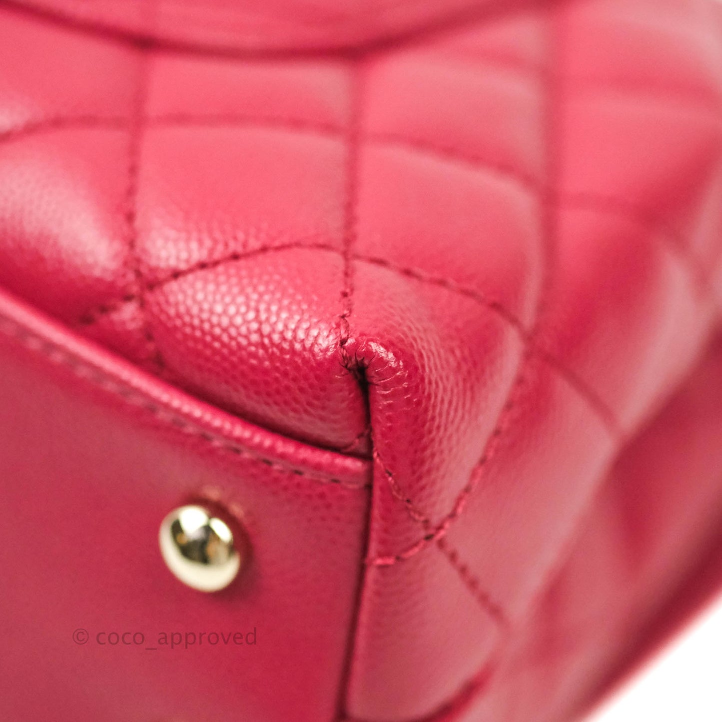 Chanel Mini (Small) Coco Handle Quilted Red Caviar Gold Hardware 21A
