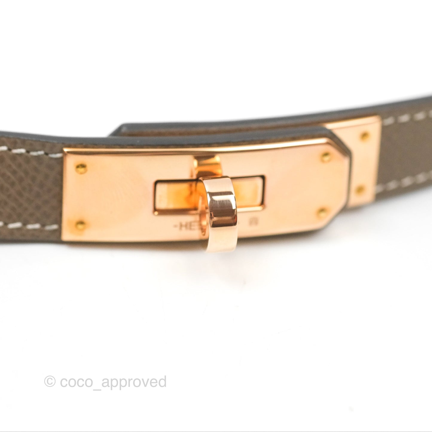Hermès Kelly Buckle Belt Etoupe Epsom Rose Gold Hardware