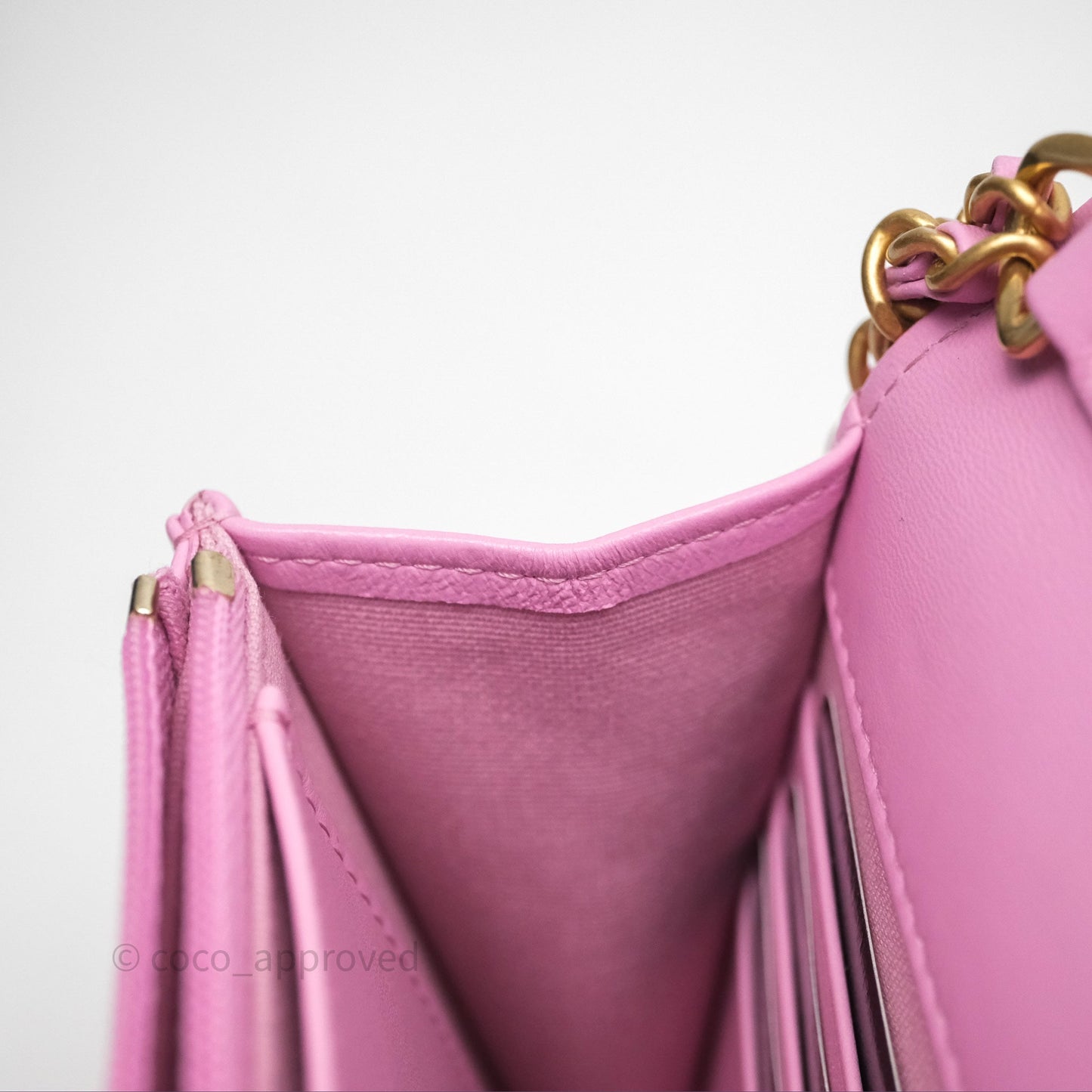 Chanel CC Chain Wallet On Chain WOC Pink Lambskin Aged Gold Hardware
