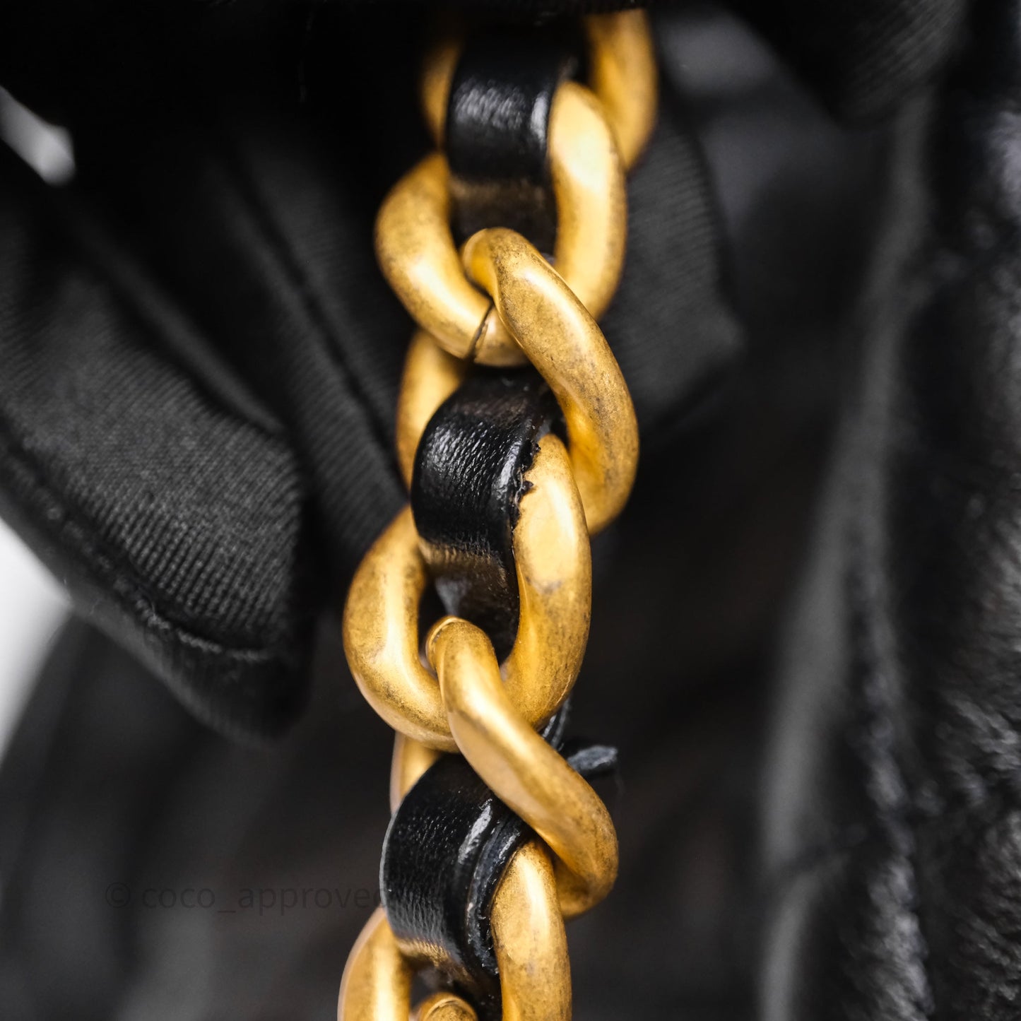 Chanel 25 Medium Black Crumpled Calfskin Aged Gold Hardware