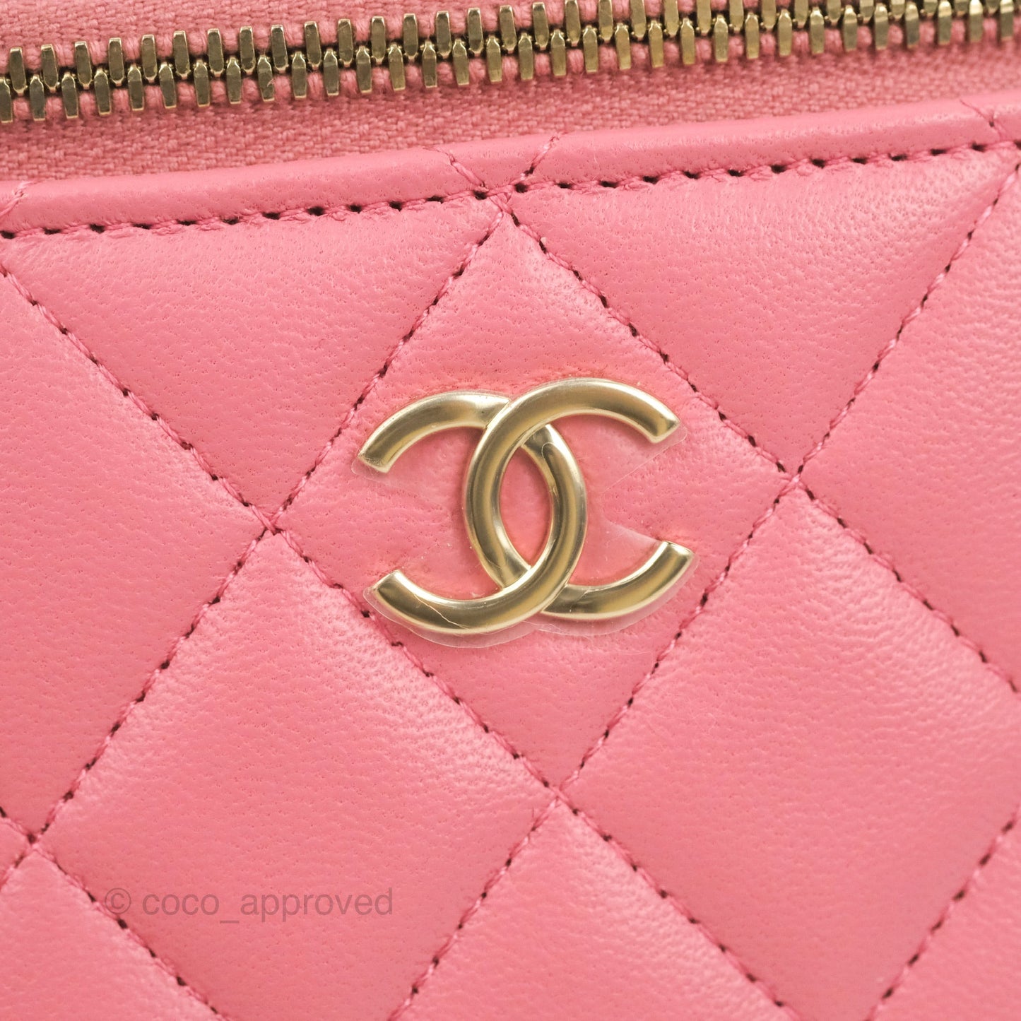 Chanel Mini Top Handle Vanity With Chain Pink Lambskin Gold Hardware