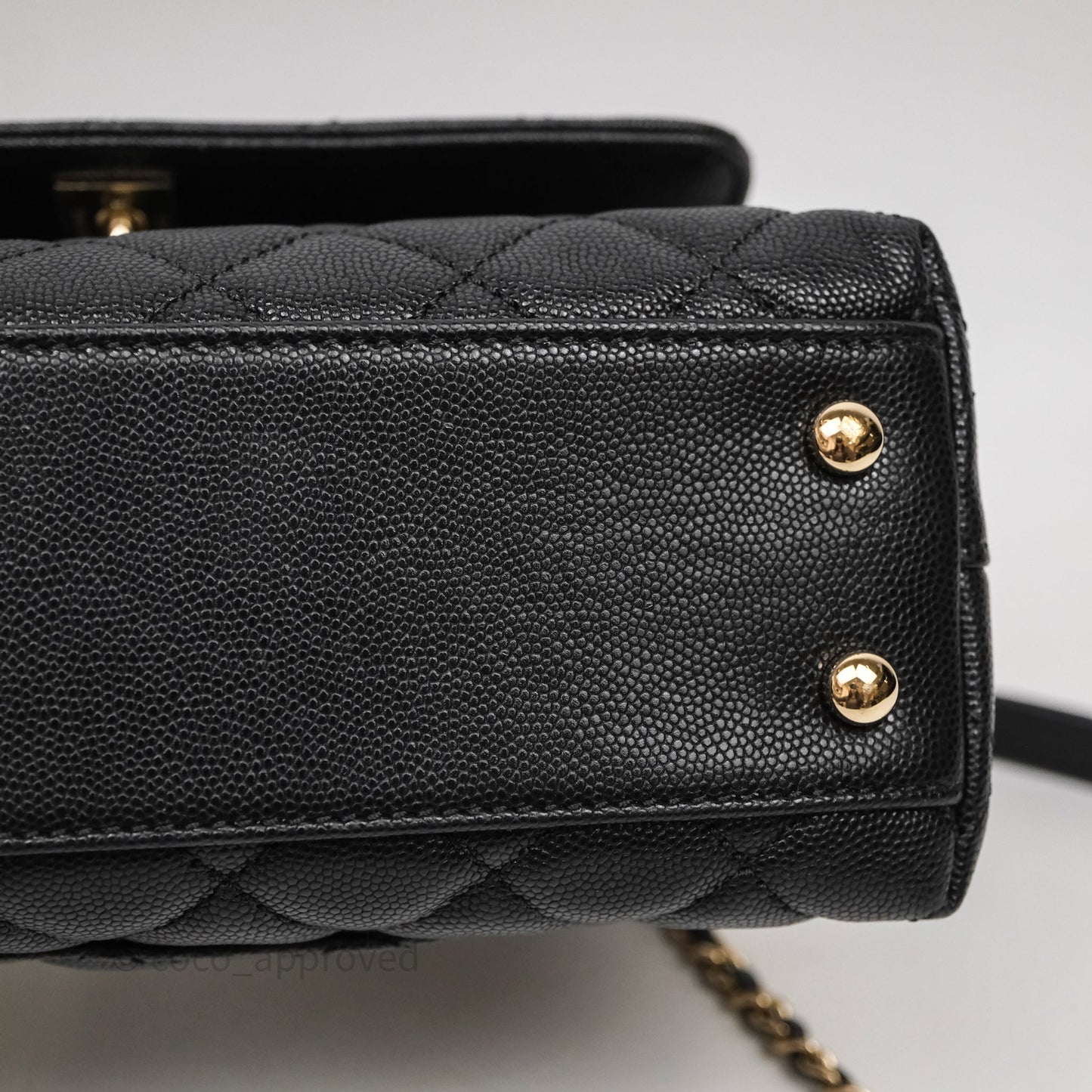 Chanel Small Coco Handle Black Caviar Light Gold Hardware