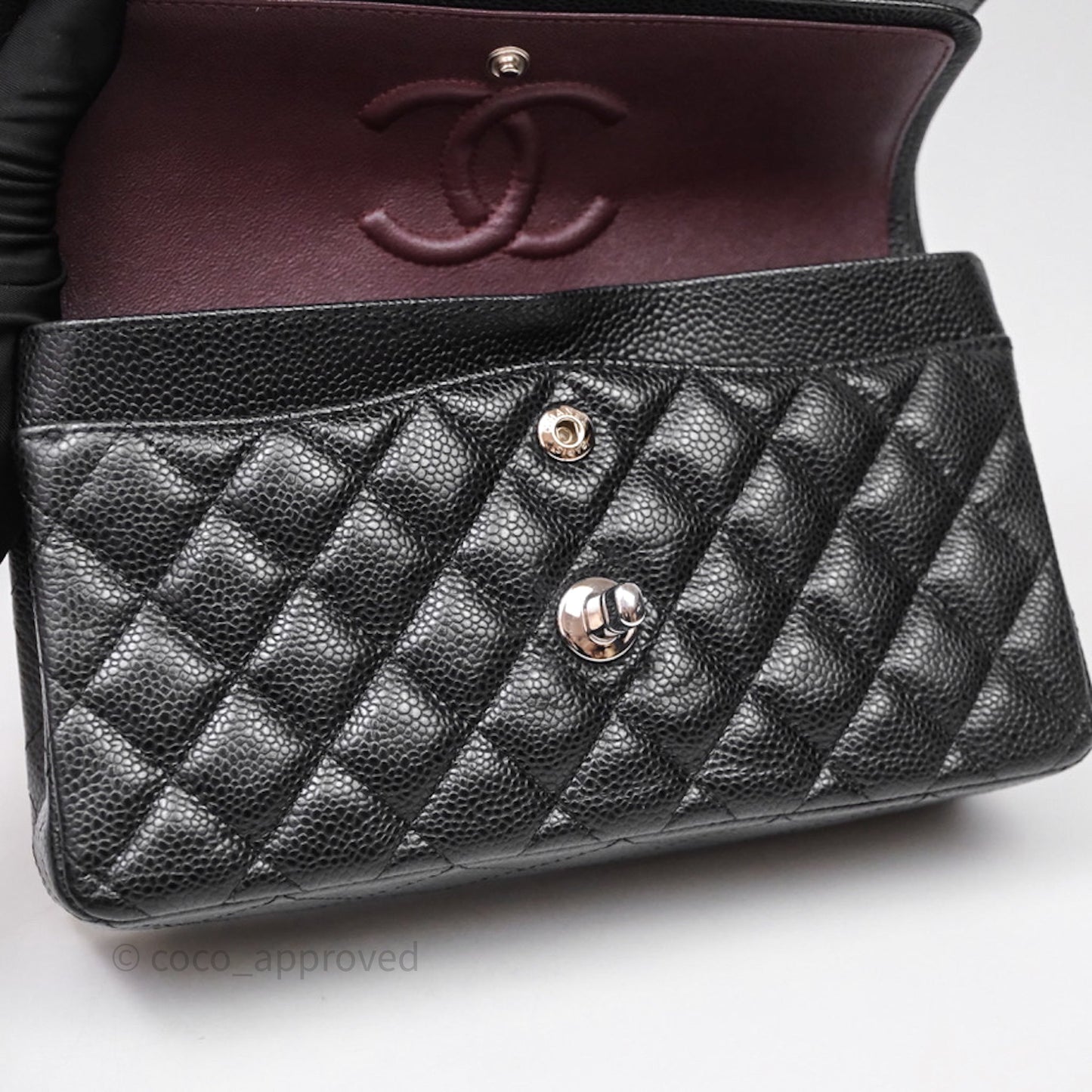 Chanel Small Classic Flap Quilted Black Caviar Silver Hardware