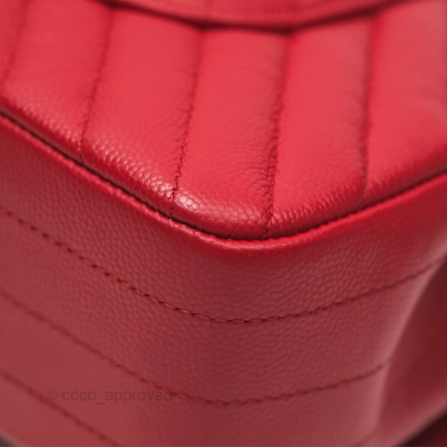 Chanel Medium Classic Flap Chevron Red Caviar Silver Hardware