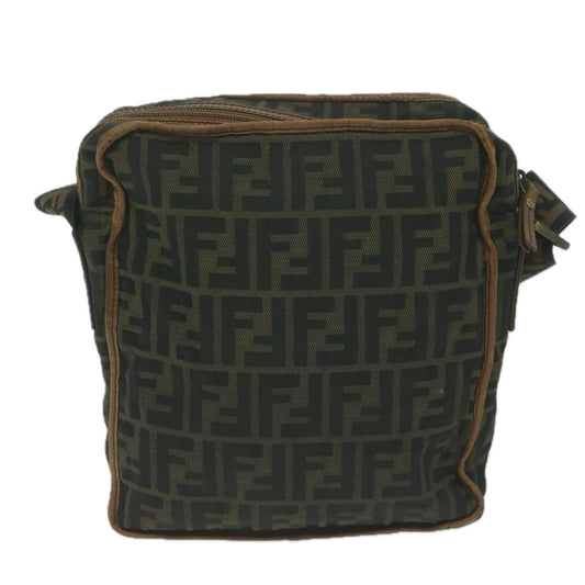 Luxury FendiZucca Canvas Shoulder Bag Black Brown45817