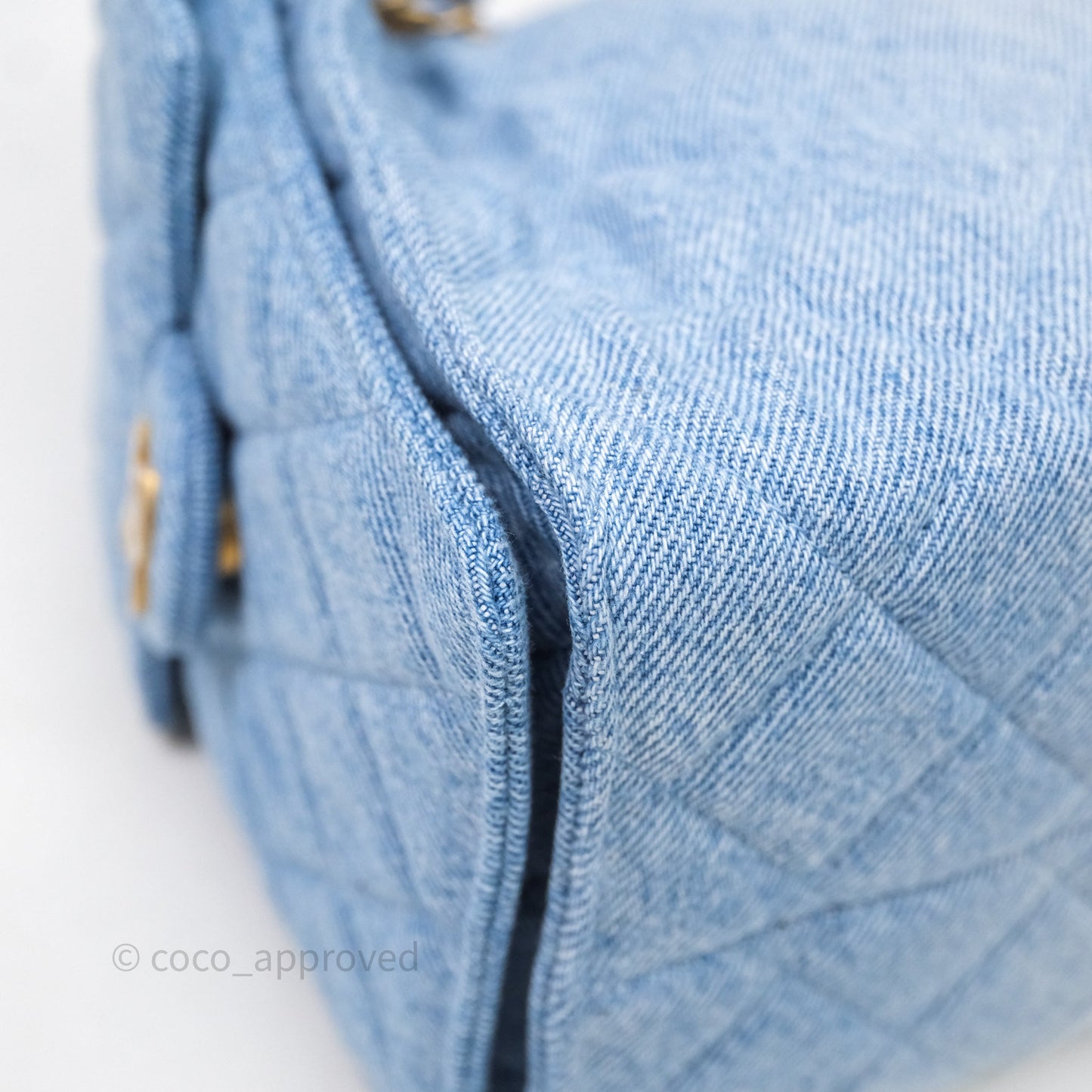 Chanel 25 Small Hobo Blue Washed Denim Aged Gold Hardware