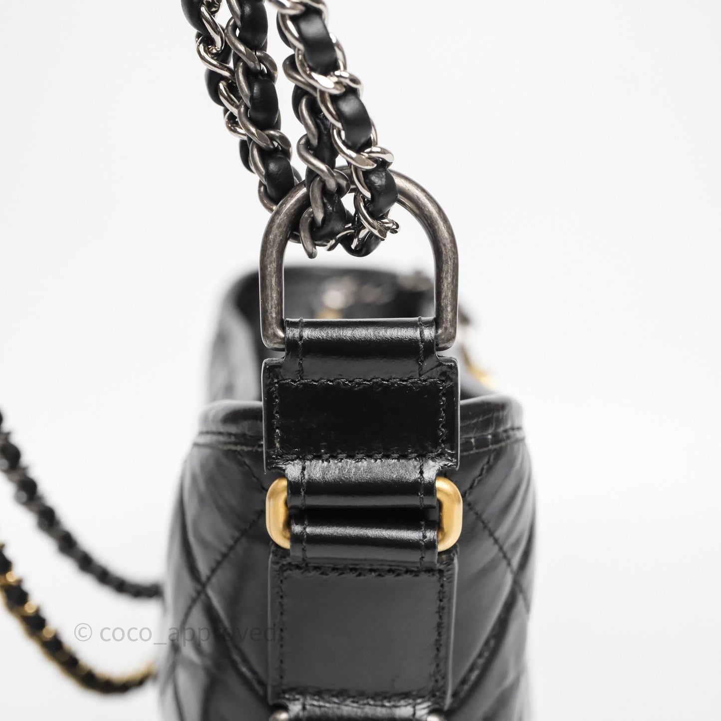 Chanel Small Gabrielle Hobo Quilted Black Aged Calfskin