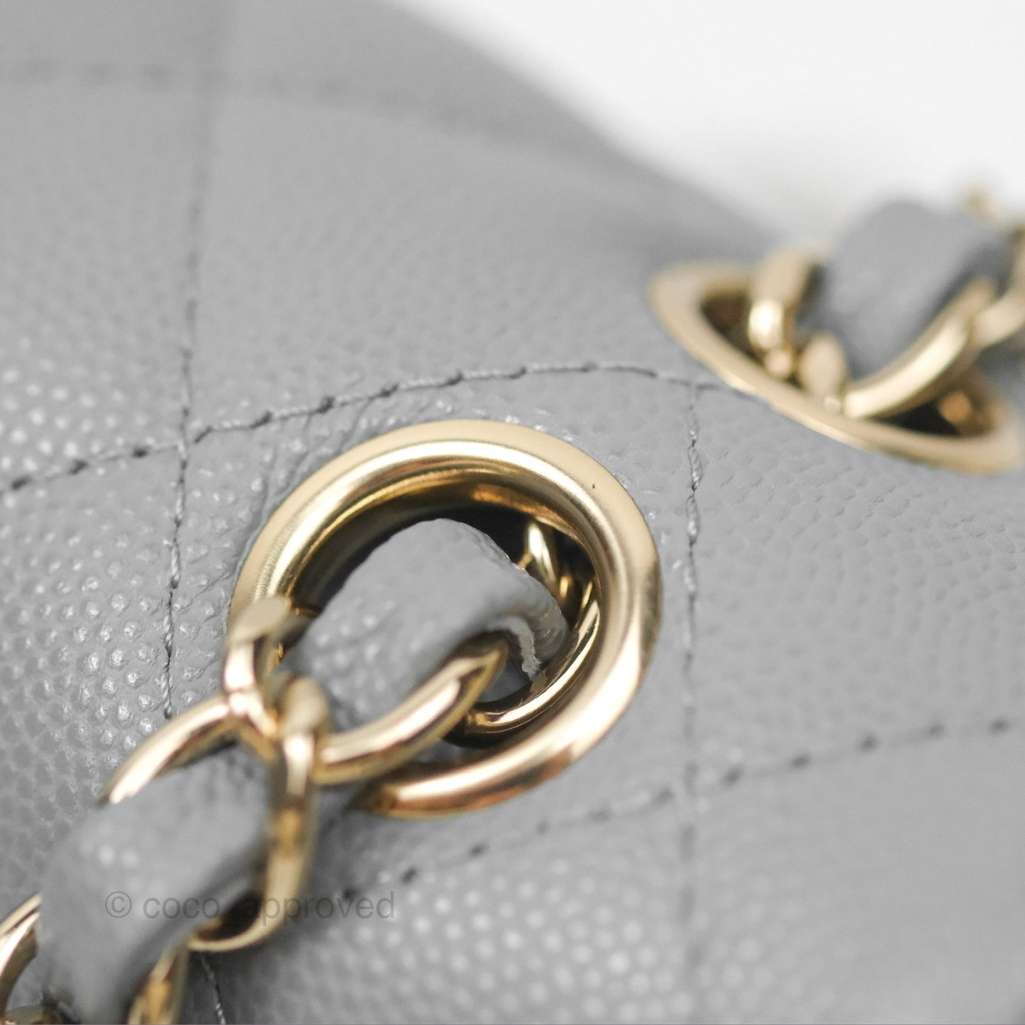 Chanel Small Classic Quilted Flap Grey Caviar Gold Hardware