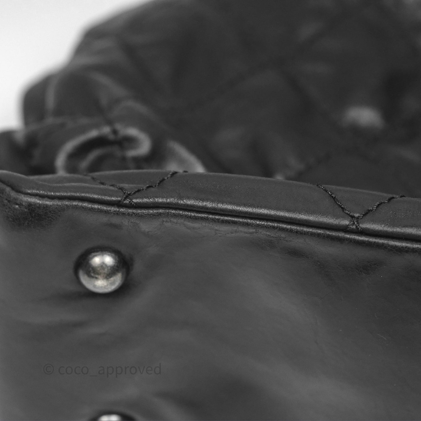 Chanel Quilted Coco Supple Hobo Black Aged Calfskin Ruthenium Hardware