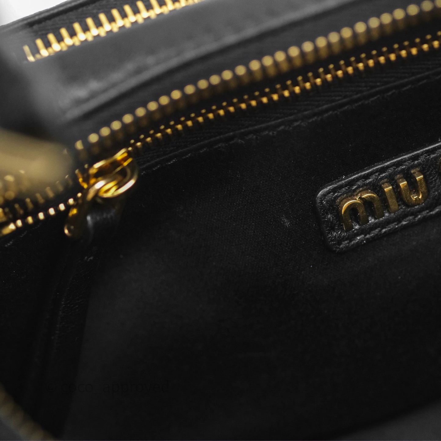 Miu Miu Nappa Leather Pocket Bag Black Lambskin Gold Hardware