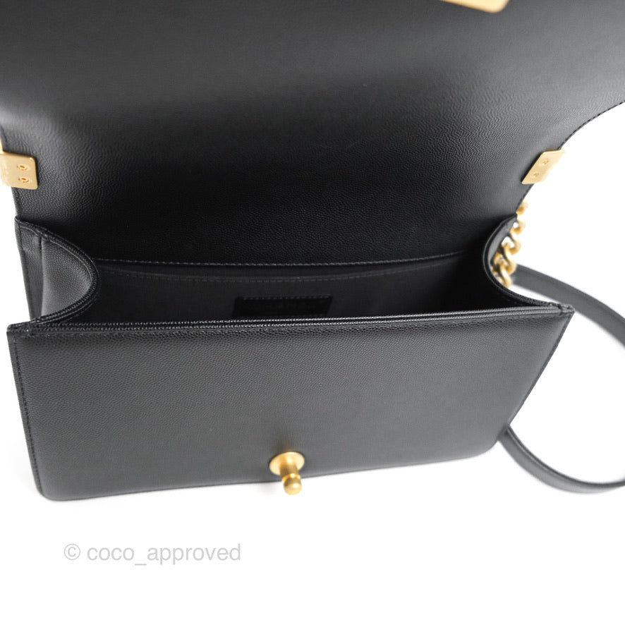 Chanel Quilted Medium Boy Black Caviar Aged Gold Hardware