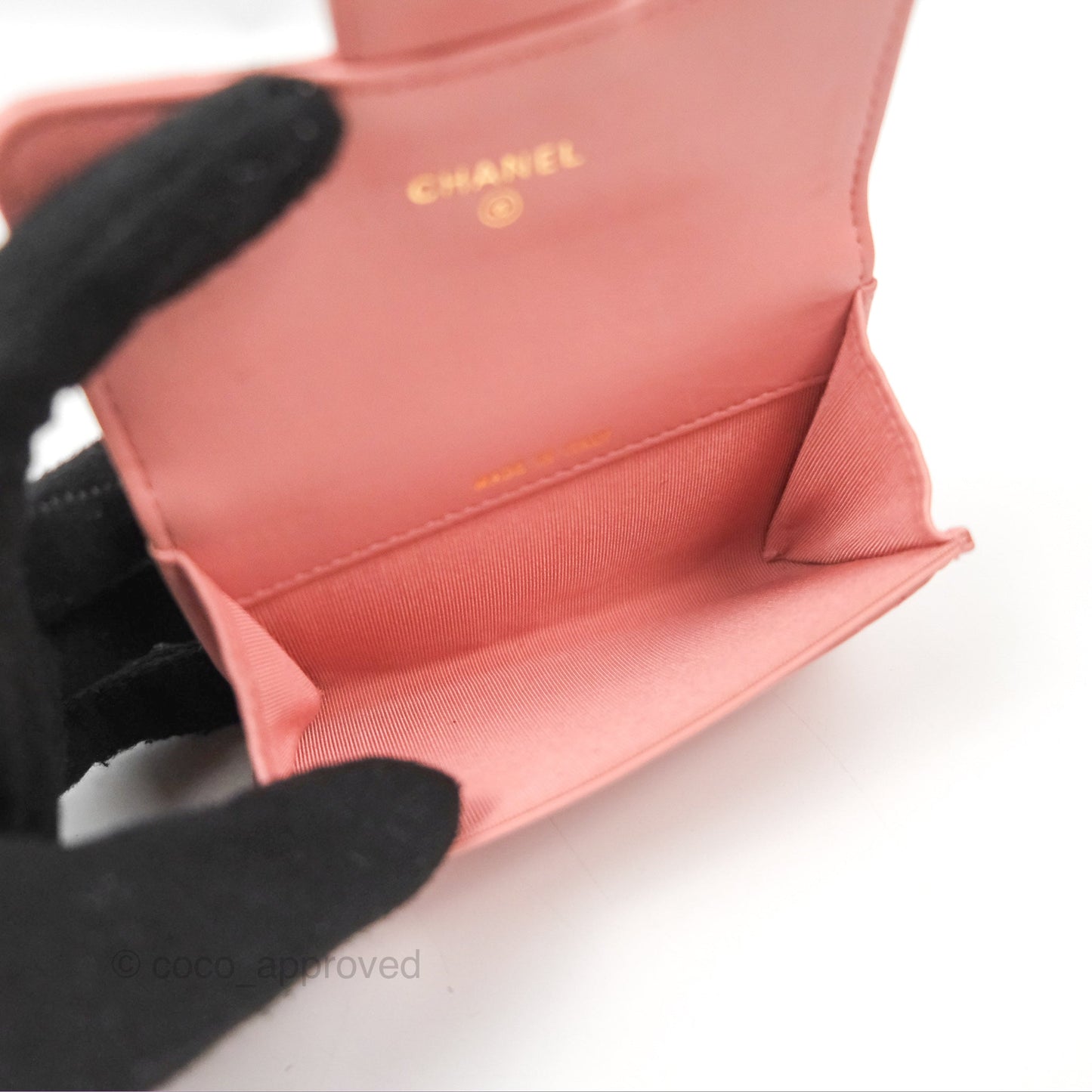 Chanel Quilted Flap Card Holder Pink Lambskin Gold Hardware