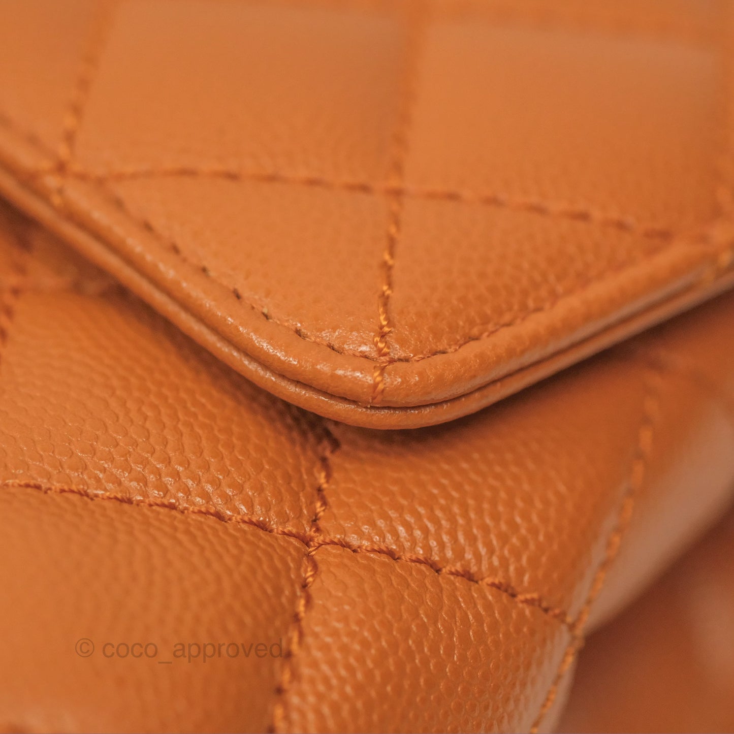 Chanel Small Coco Handle Quilted Caramel Caviar Gold Hardware 21A