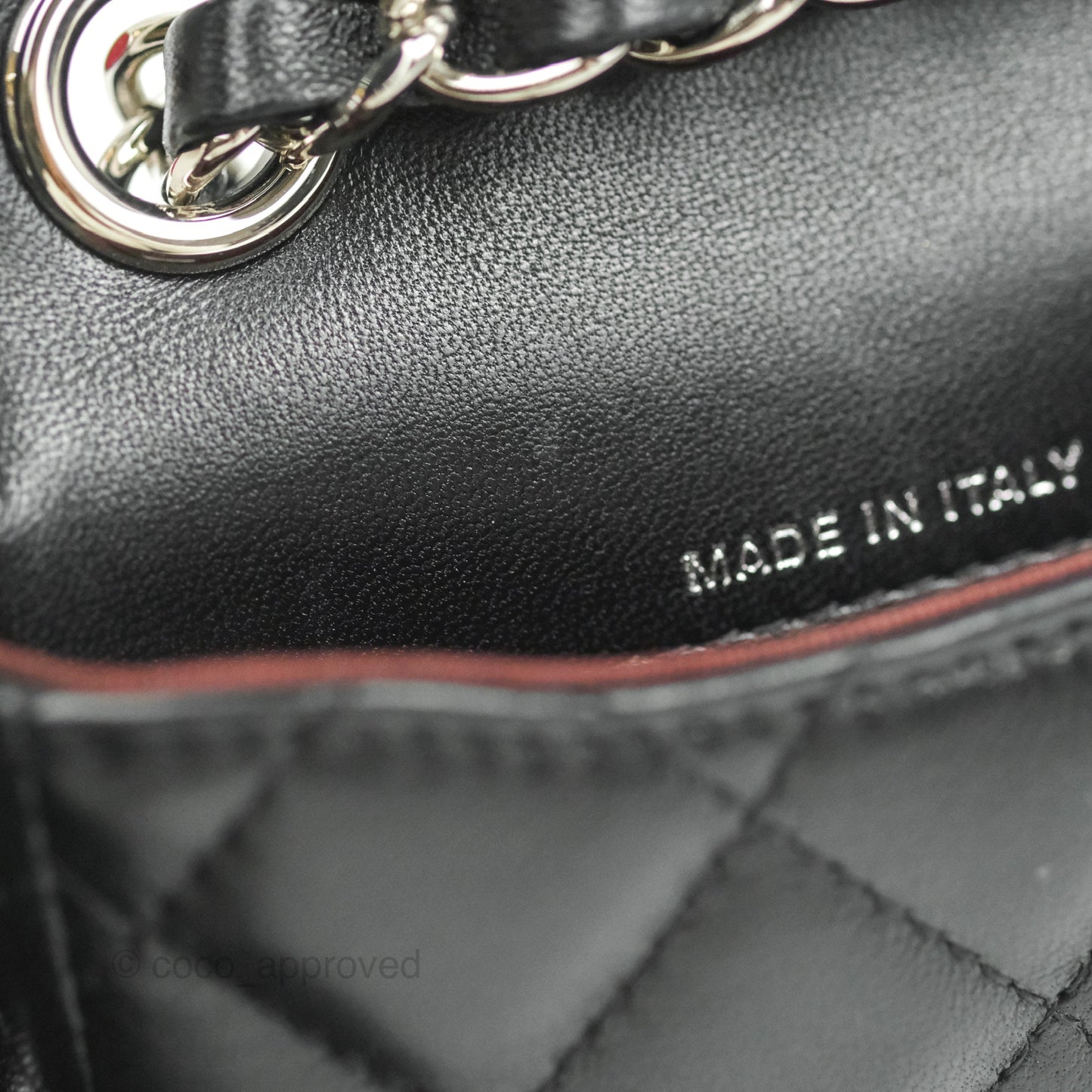 Chanel Mini Card Holder Chain Belt Bag Black Lambskin Silver Hardware 21B
