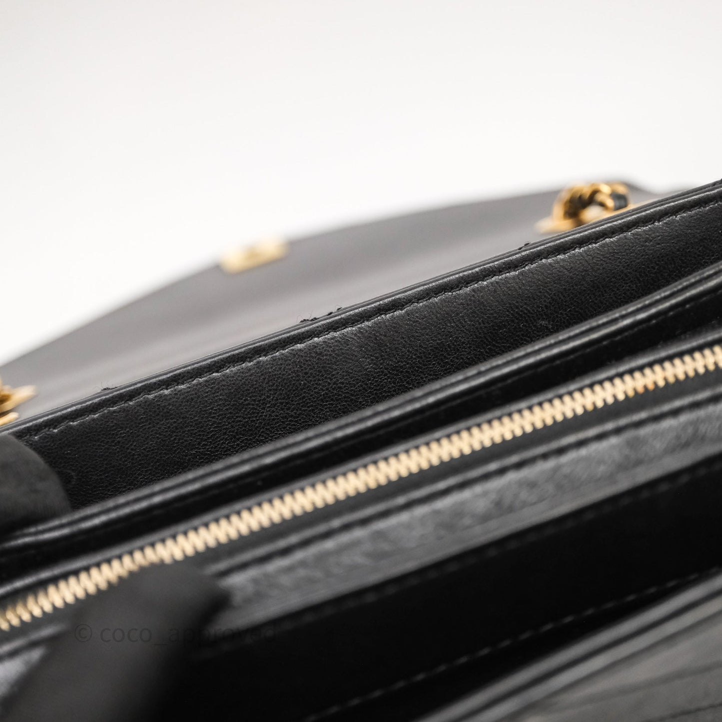Chanel Chevron Flap Bag Black Calfskin Aged Gold Hardware
