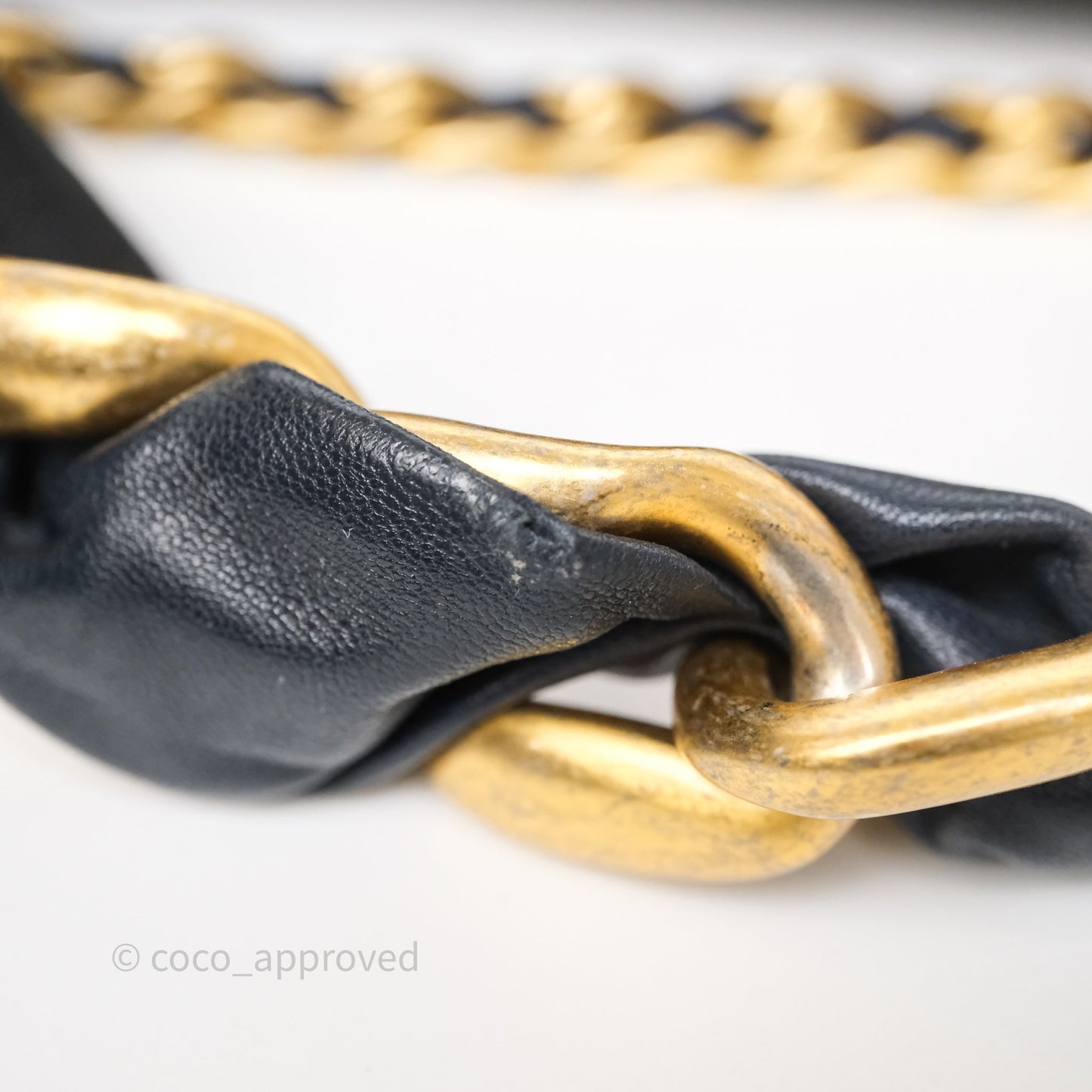 Chanel Quilted Entwined Chain Bag Navy Lambskin Aged Gold Hardware 21P