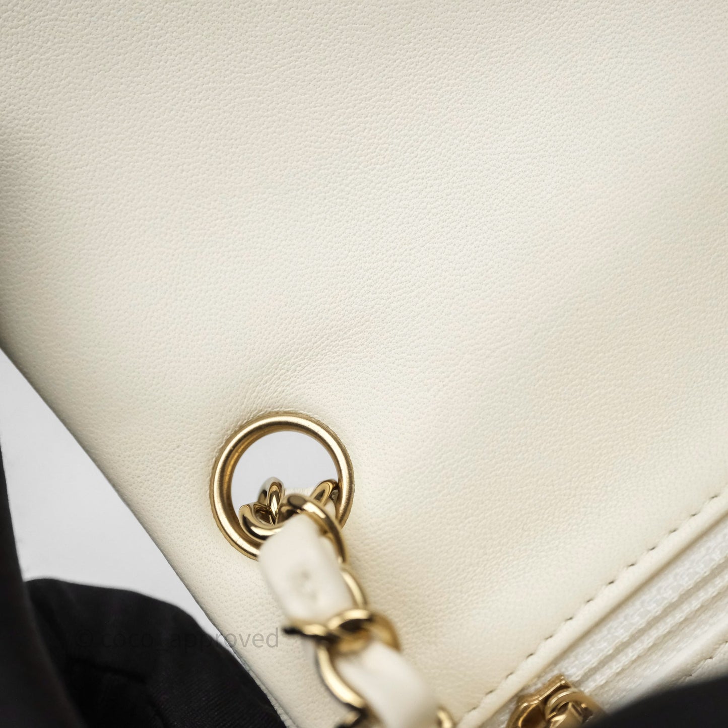 Chanel Quilted Mini Square White Lambskin Gold Hardware