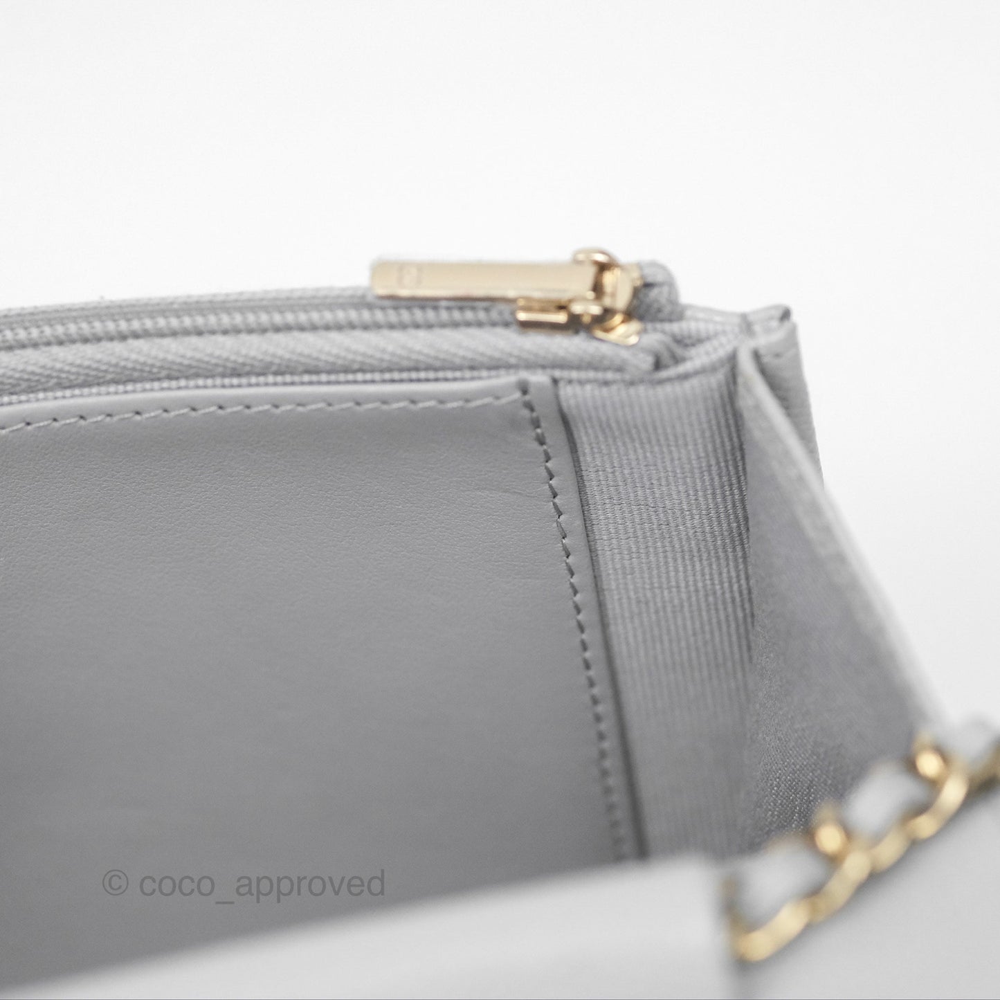 Chanel Quilted Classic Wallet on Chain WOC Grey Caviar Gold Hardware