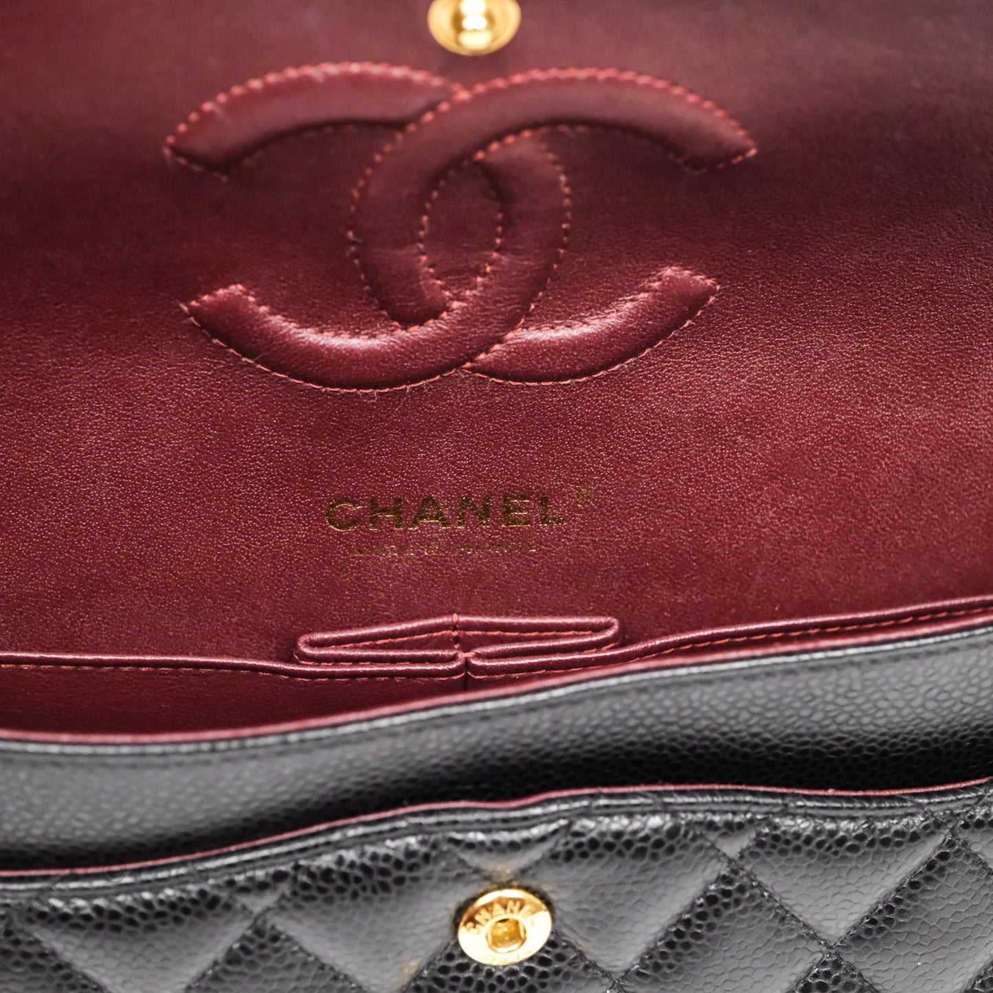 Chanel Classic M/L Medium Flap Quilted Black Caviar Gold Hardware