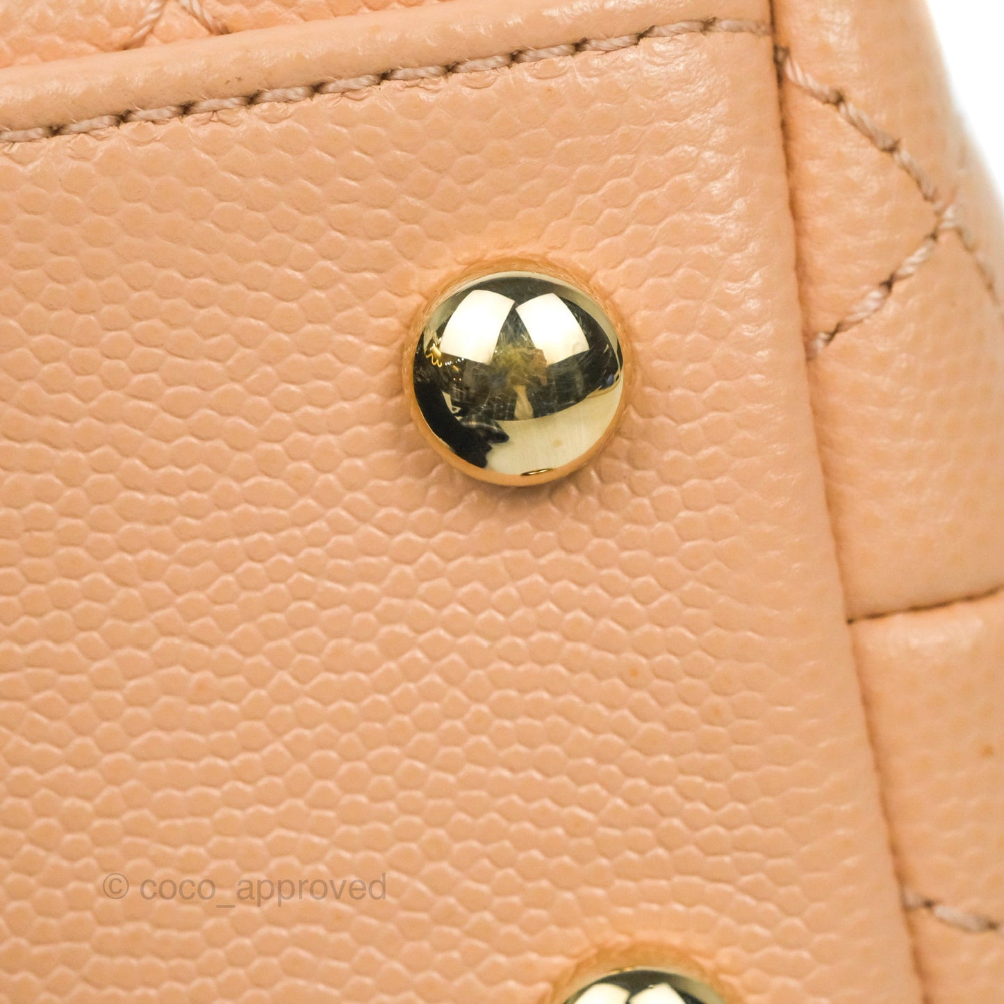 Chanel Mini Coco Handle Quilted Beige Pink Caviar Gold Hardware