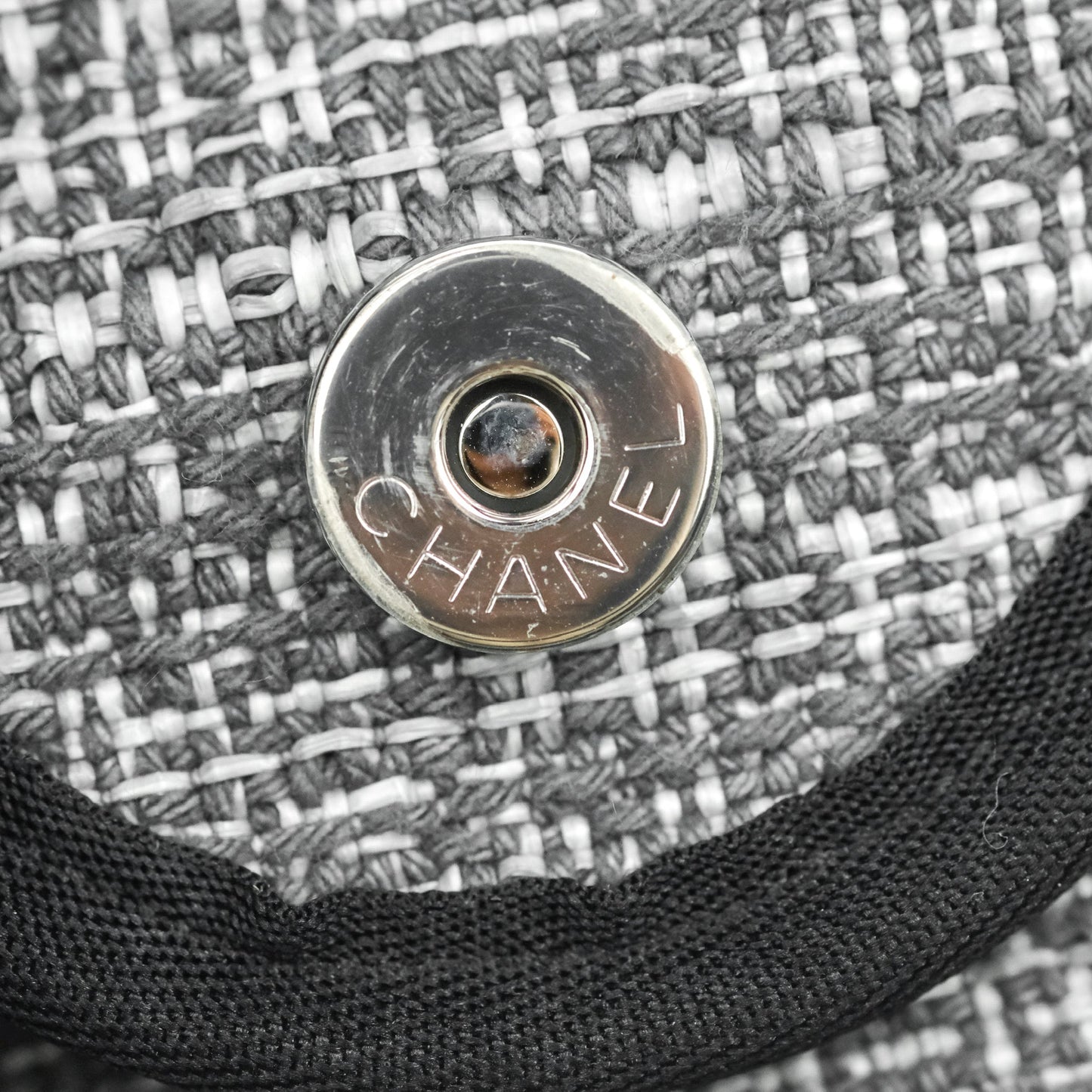 Chanel Large Deauville Charcoal Grey Tweed