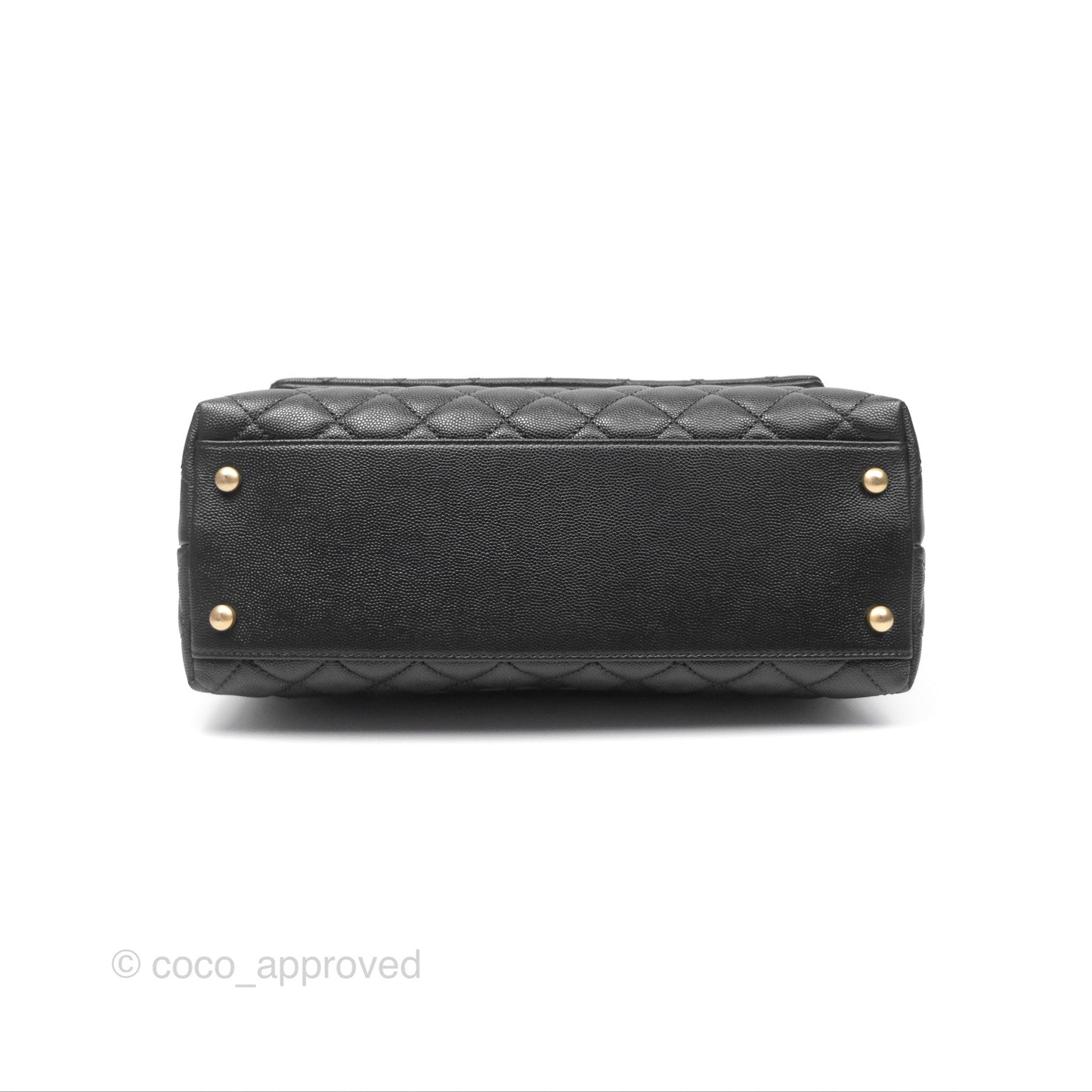 Chanel Medium Coco Handle Quilted Black Caviar Lizard Handle Gold Hardware