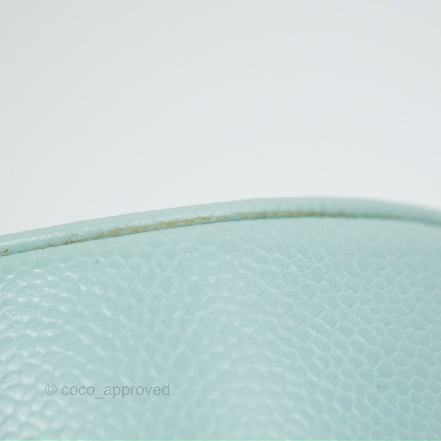 Chanel Camellia Embossed Round Clutch With Chain Light Tiffany Blue Caviar