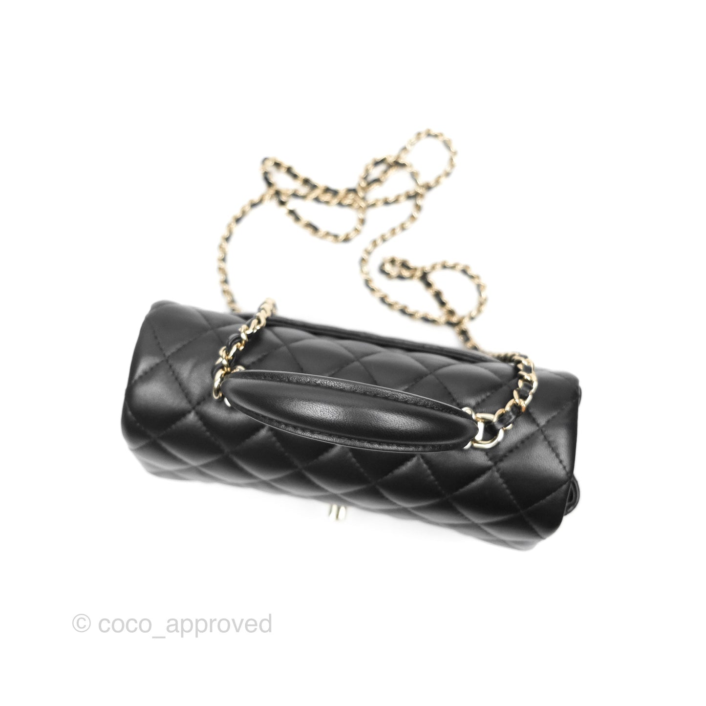 Chanel Top Handle Mini Rectangular Flap Bag Black Lambskin Gold Hardware