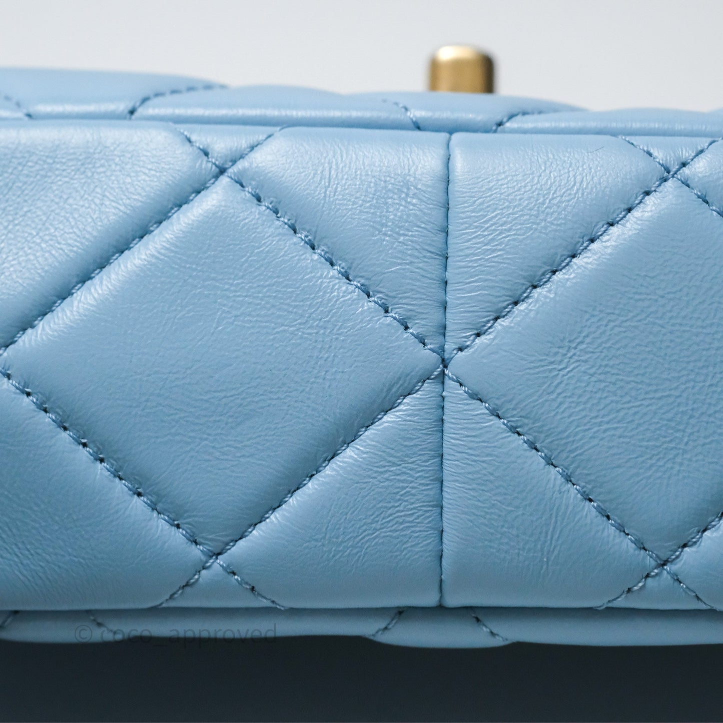 Chanel Small Flap Bag Blue Lambskin Gold and Lacquered Metal 22S