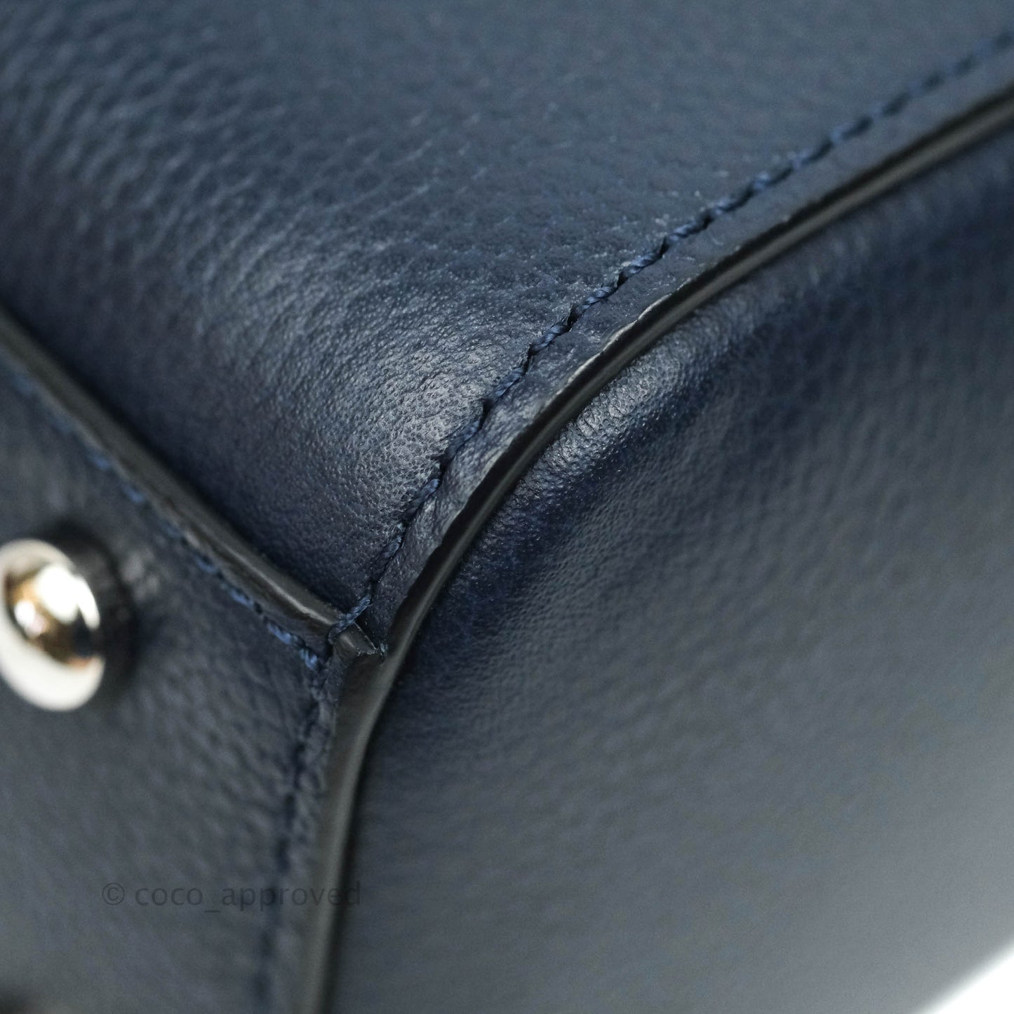 Chanel Mini Neo Executive Shopper Tote Black Grained Calfskin Navy Silver Hardware