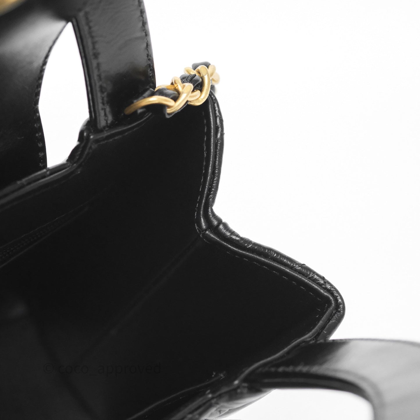 Chanel Kelly Bag Quilted Black Shiny Crumpled Calfskin Aged Gold Hardware