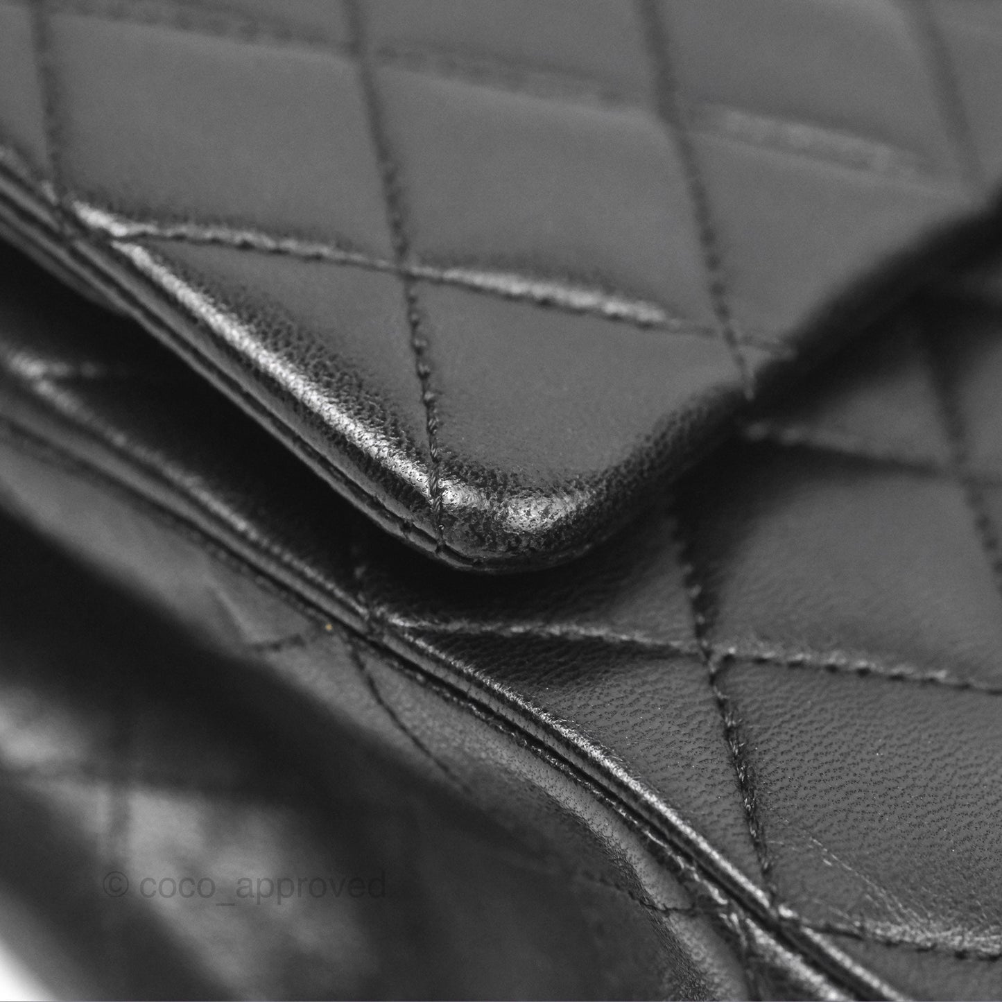Chanel Classic M/L Medium Flap Quilted Black Lambskin Silver Hardware