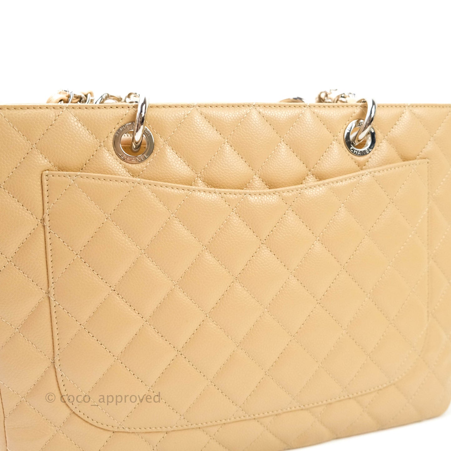 Chanel GST Beige Caviar Silver Hardware