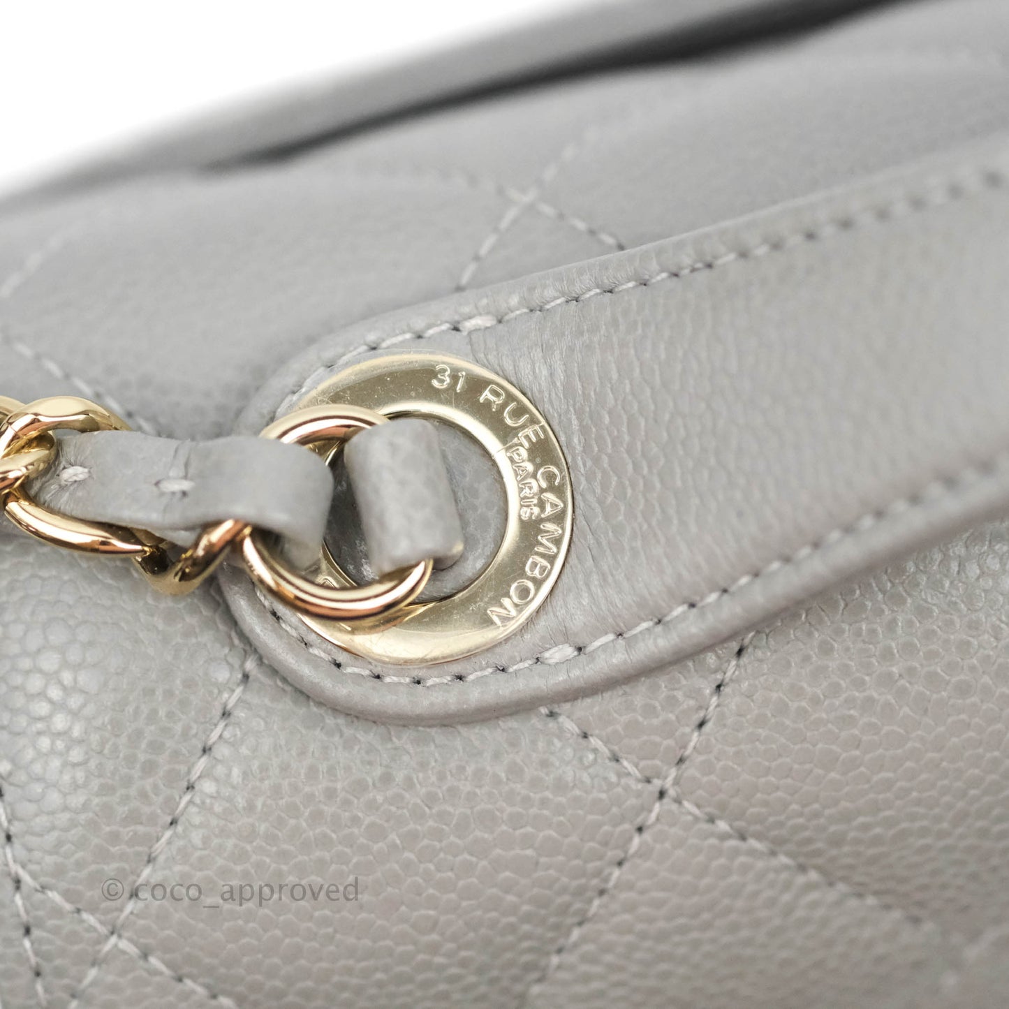 Chanel Quilted Medium Business Affinity Flap Grey Caviar Gold Hardware