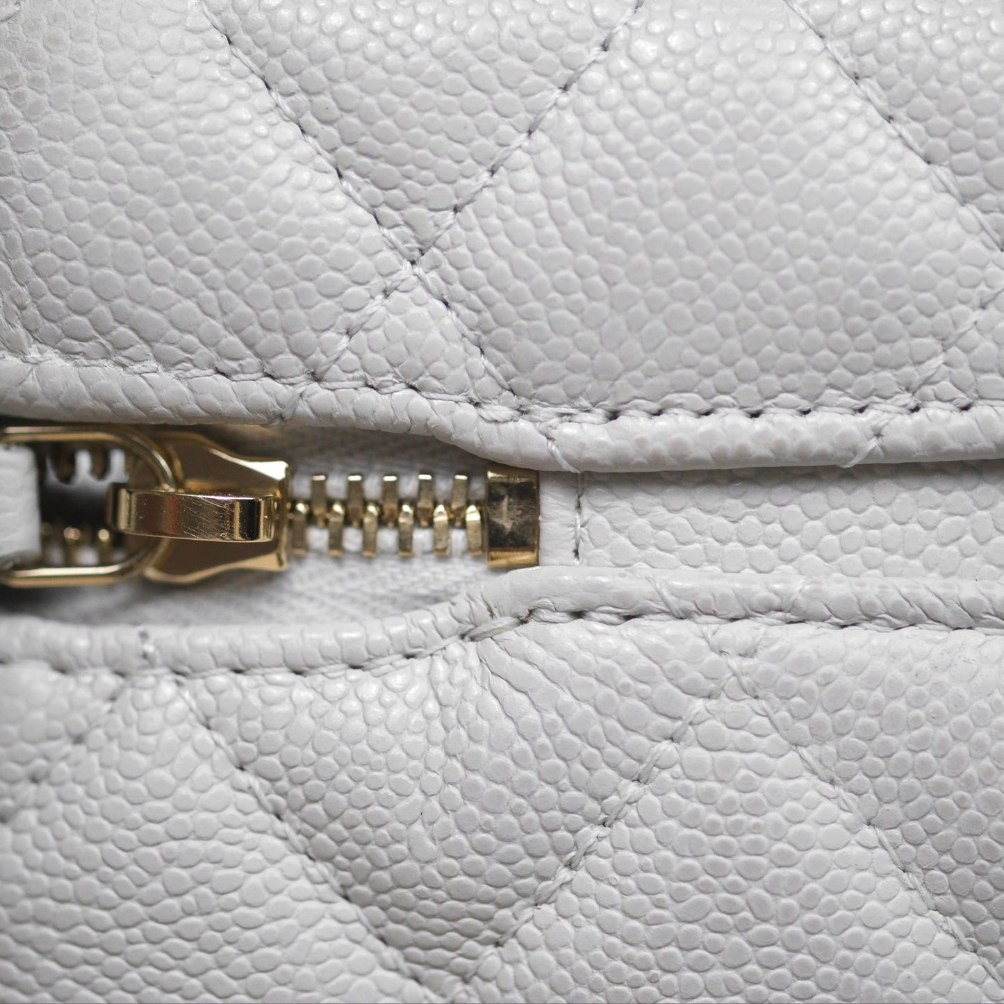 Chanel Top Handle Long Vanity with Chain Light Grey Caviar Gold Hardware