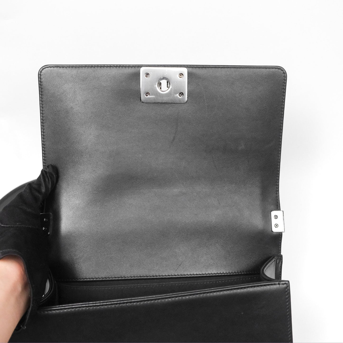 Chanel Medium Boy Quilted Black Calfskin Dark Silver Hardware