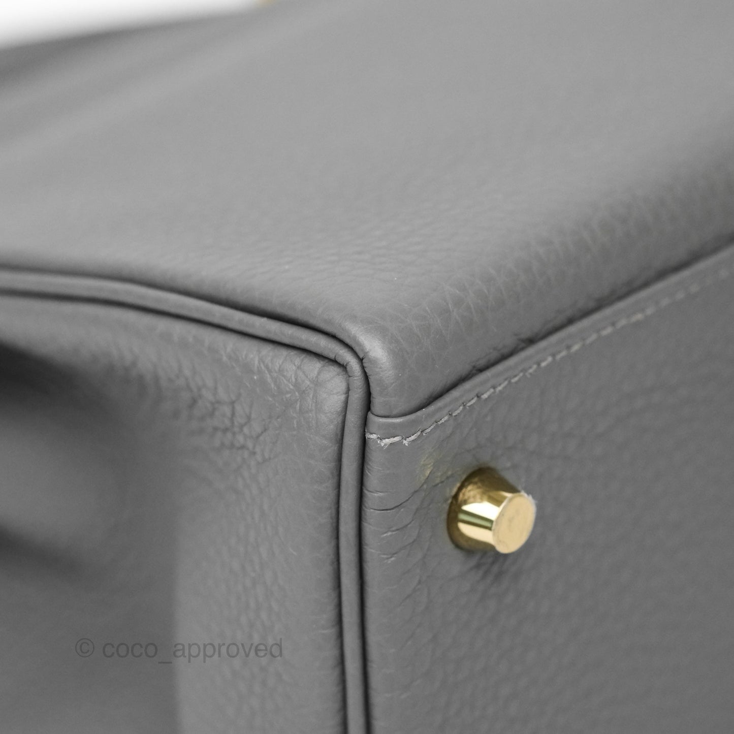 Hermès Kelly 28 Retourne Gris Meyer 0L Clemence Gold Hardware