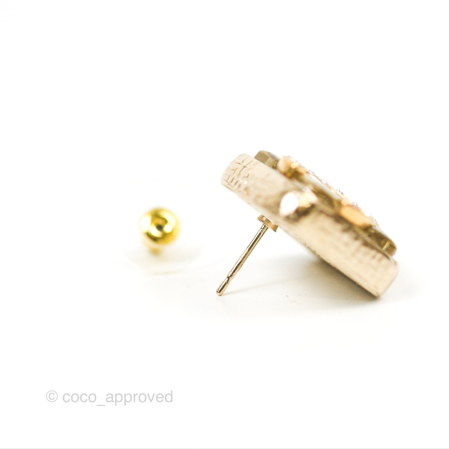 Chanel CC Crystal Square Earrings Gold Tone 22S