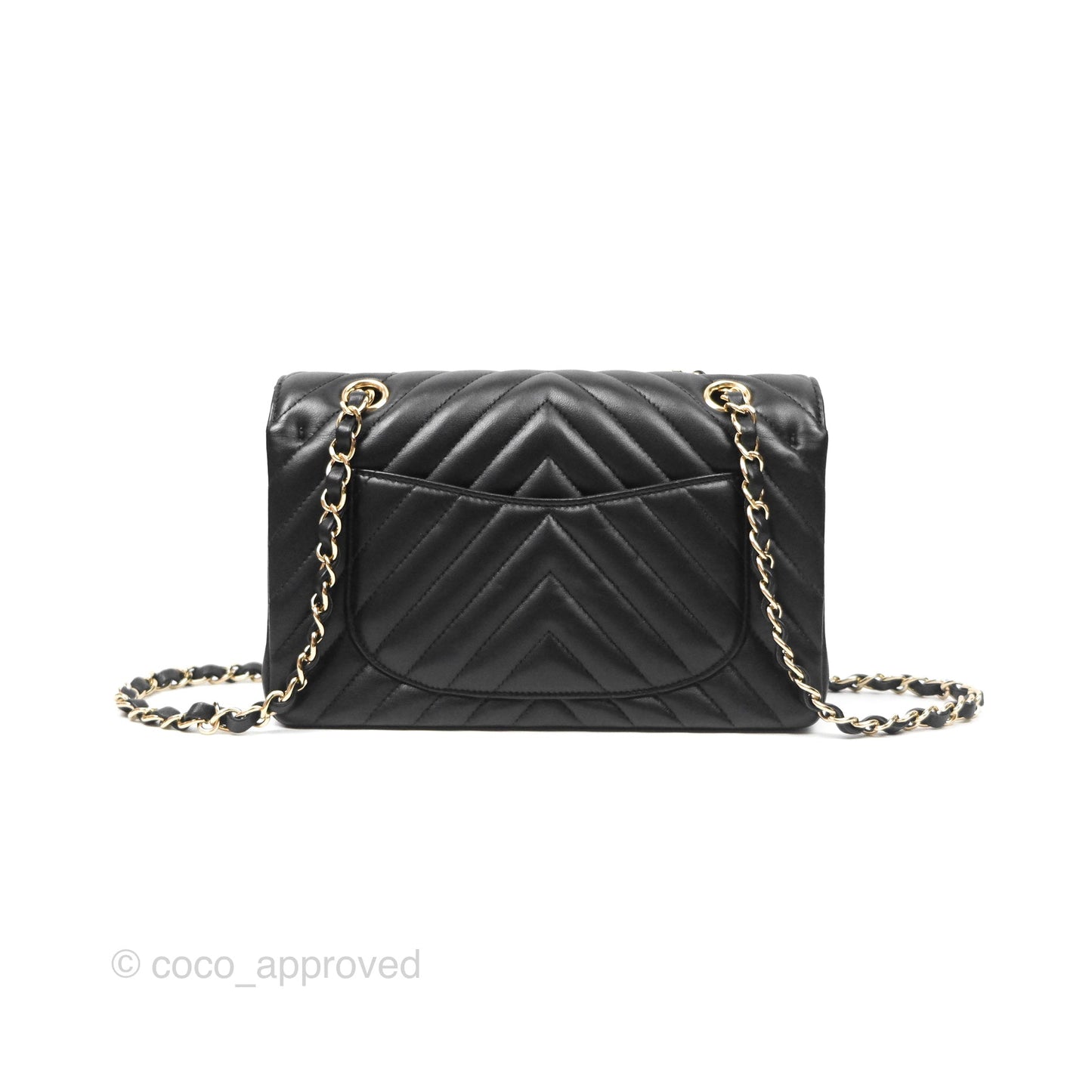 Chanel Small Classic Flap Chevron Black Lambskin Gold Hardware